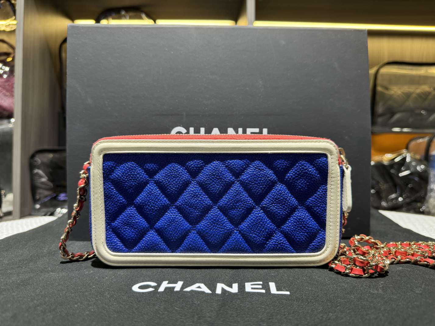 Chanel - Nautical Color-Block Camera Bag - Tweed and Grained Leather - Multicolour (Blue, White, Red) - (mini)