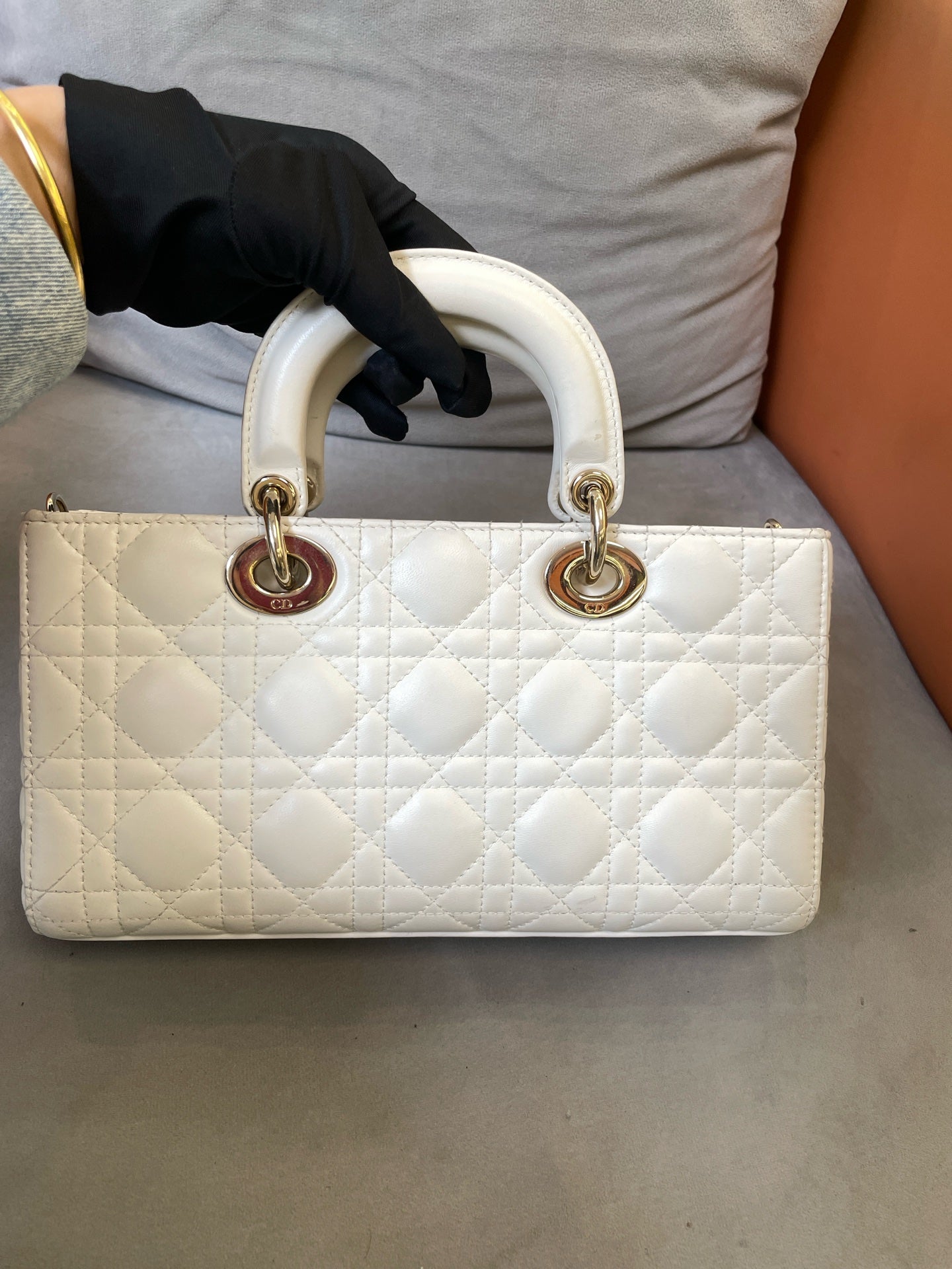 Dior - Lady D-Joy Bag - Lambskin leather - White - (Medium)