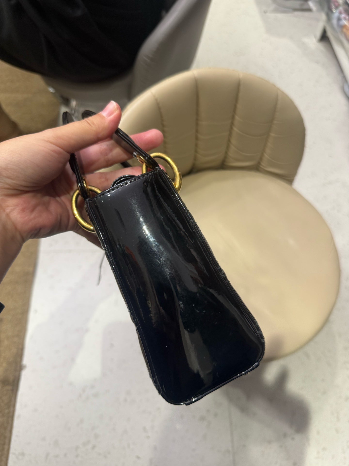 Dior - Lady Dior Mini - Patent leather - Black - (Mini)