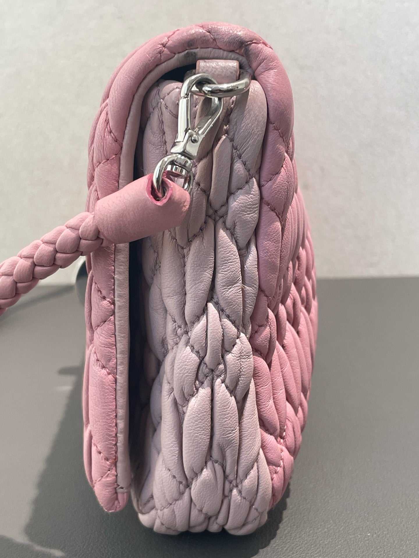 Miu Miu - Matelassé Crystal Chain Bag - Lambskin leather - Pink - (small)