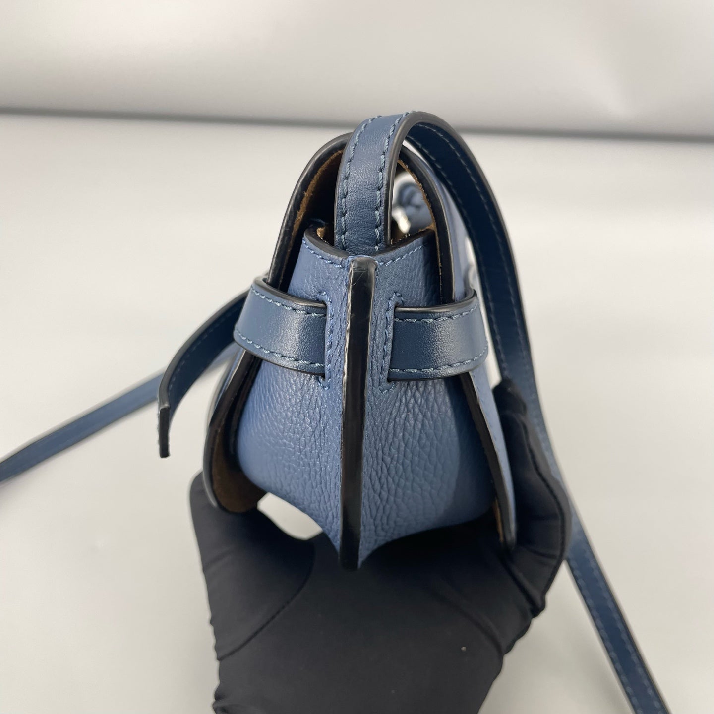 Loewe - Gate Mini Saddle Bag - Grained calfskin leather - Blue - (mini)