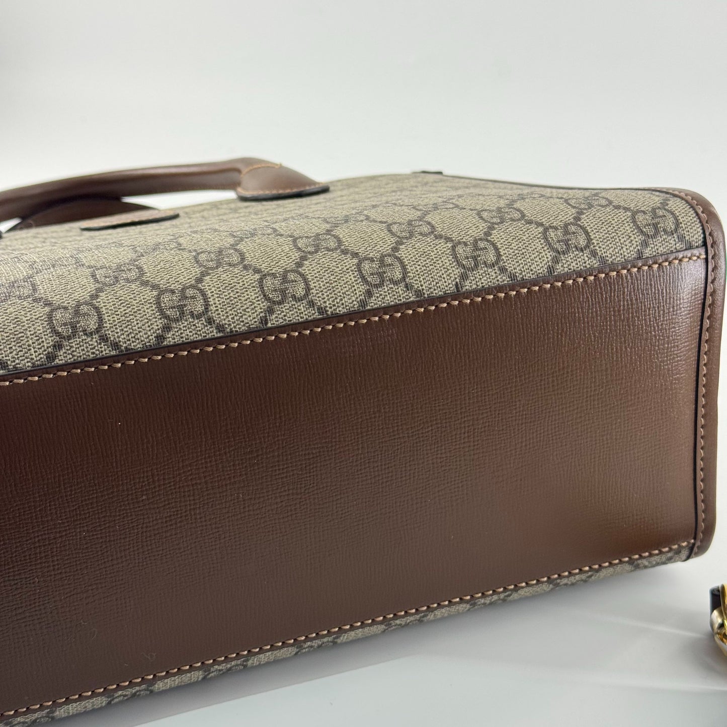 Gucci - Ophidia Small Tote Bag - GG Supreme coated canvas with leather trim - Beige and Brown - (small)