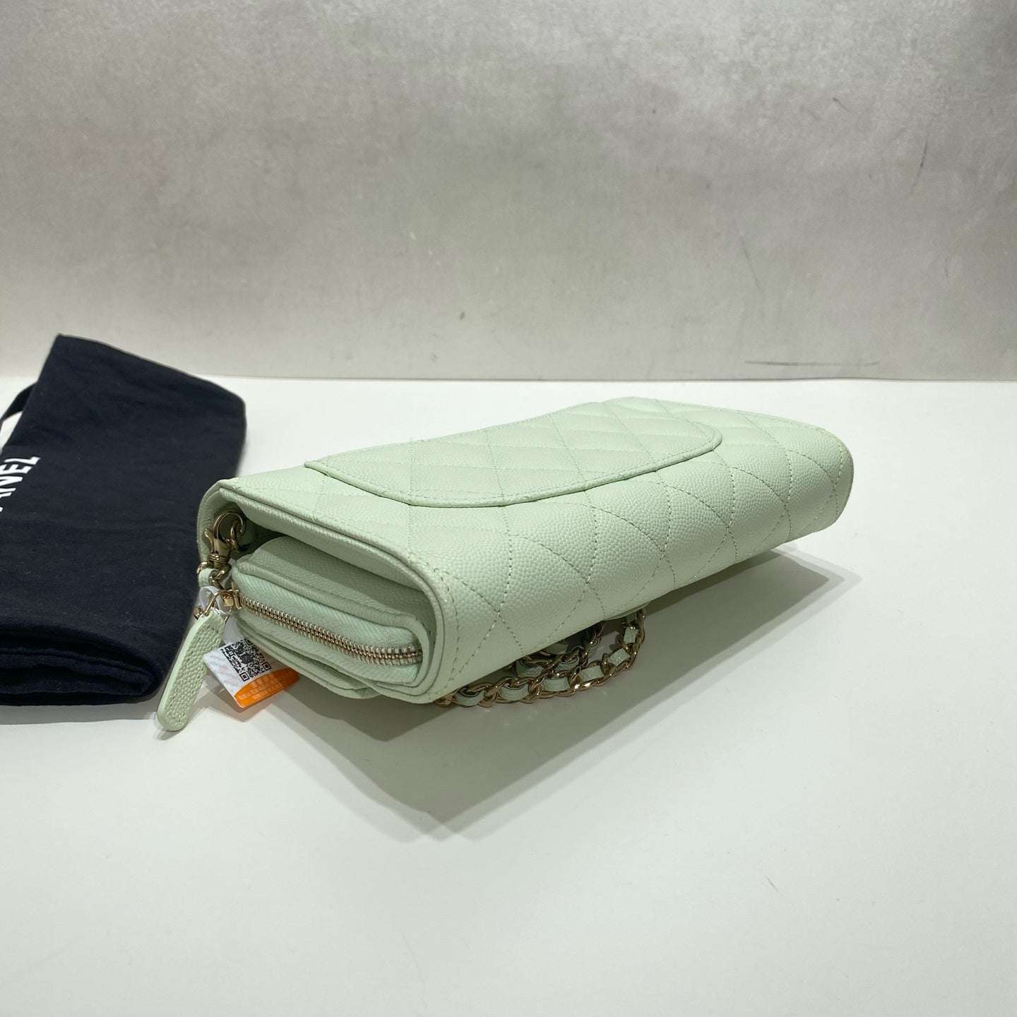 Chanel - Classic Flap Wallet on Chain (WOC) 2-in-1 - Caviar leather - Mint Green - (Small)