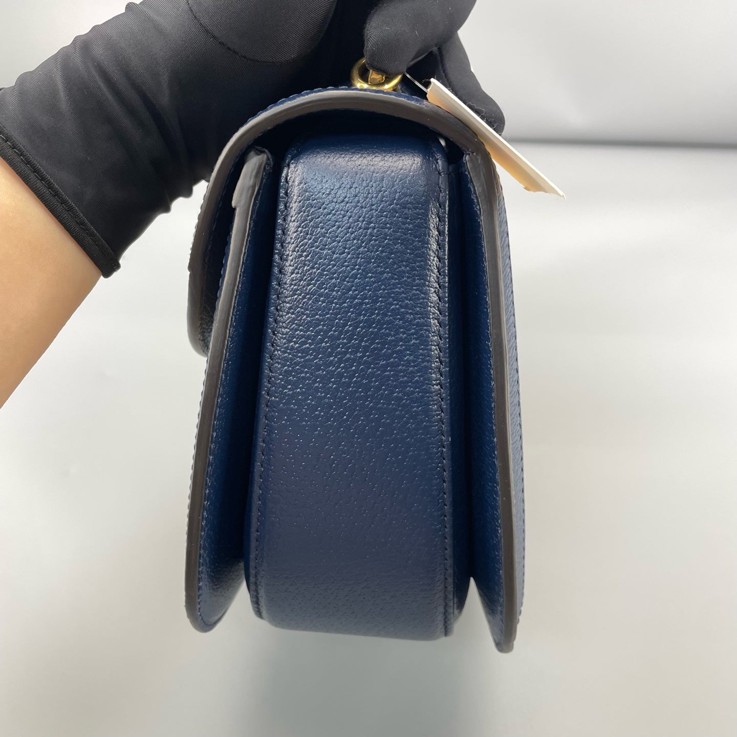 Gucci - 100th Anniversary Limited Edition Bamboo Bag - Canvas with Leather Trim and Bamboo Handle - Multicolour with Navy Trim - (medium)