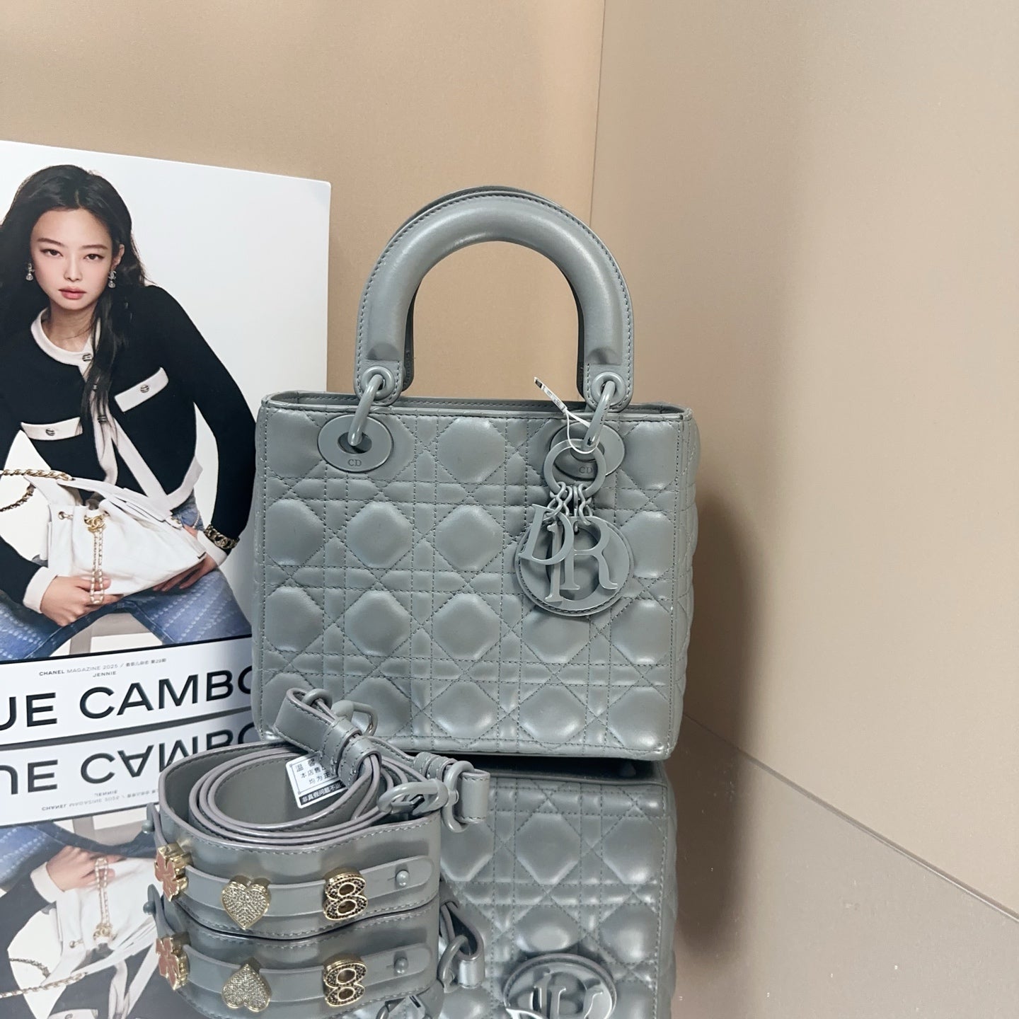 Dior - Lady Dior - Leather - Grey - (Small)