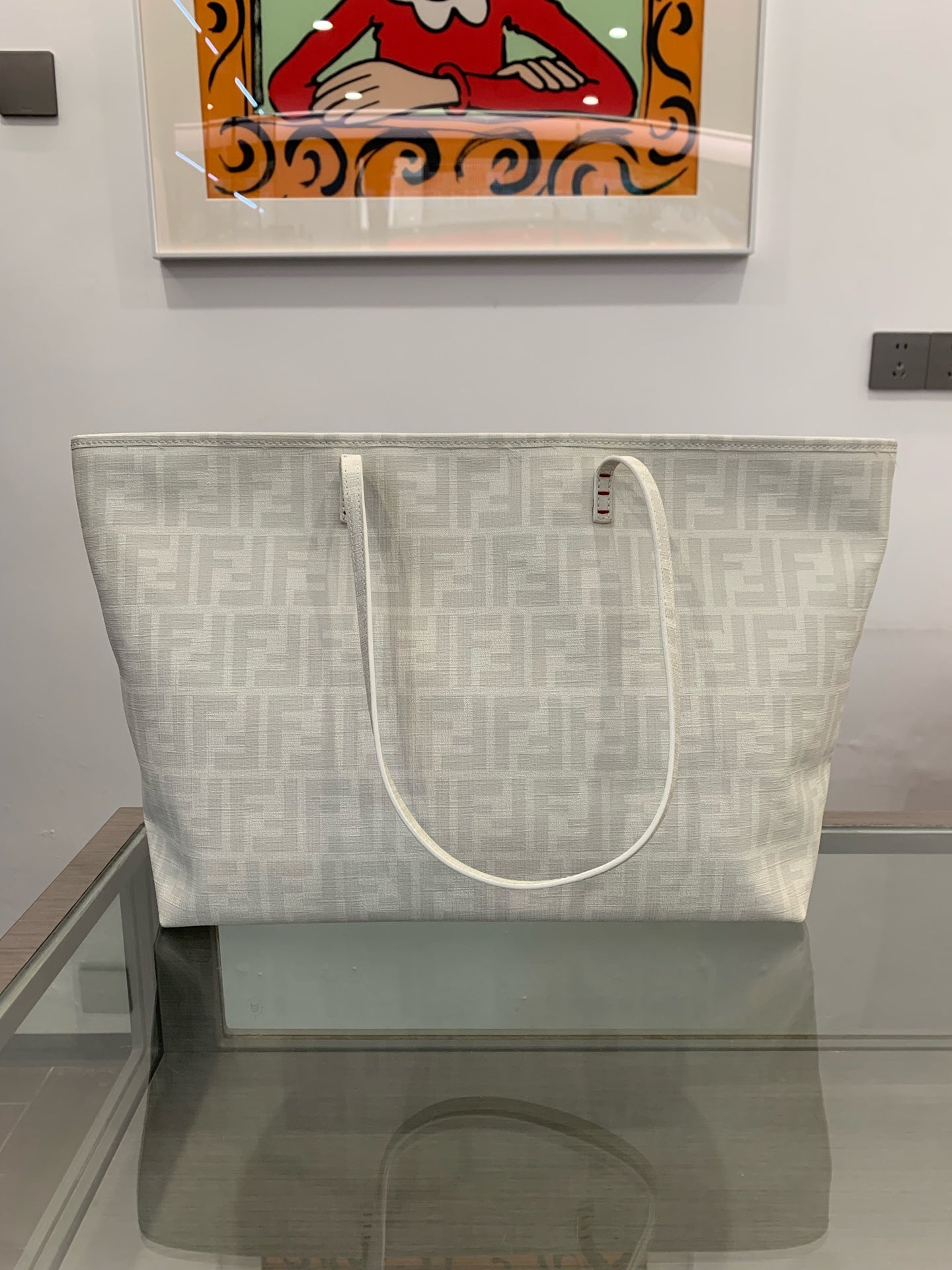 Fendi - FF Monogram Floral Embroidered Tote - Coated canvas and embroidery - White with Brown and Red accents - (medium)