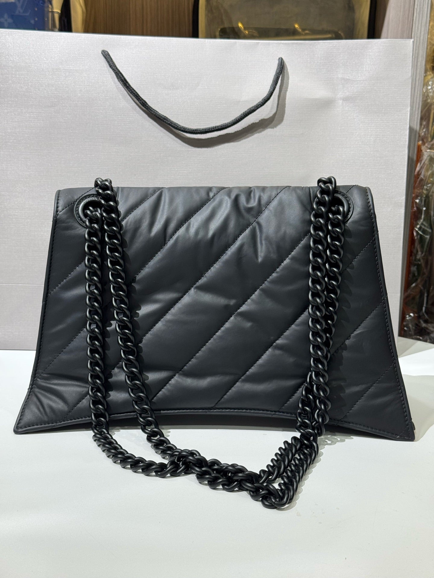 Balenciaga - Crush Medium Shoulder Bag - Padded polyamide with a unique leather-like finish - Black - (medium)