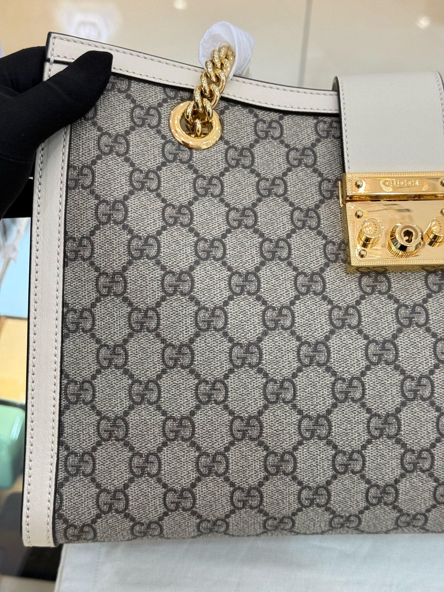 Gucci - Padlock - GG Supreme coated canvas with leather trim - Beige, Brown and White - (medium)