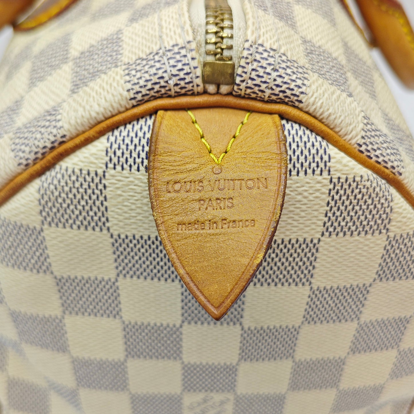 Louis Vuitton - Speedy 30 - Damier Azur coated canvas with natural cowhide leather trim - White - (Medium)
