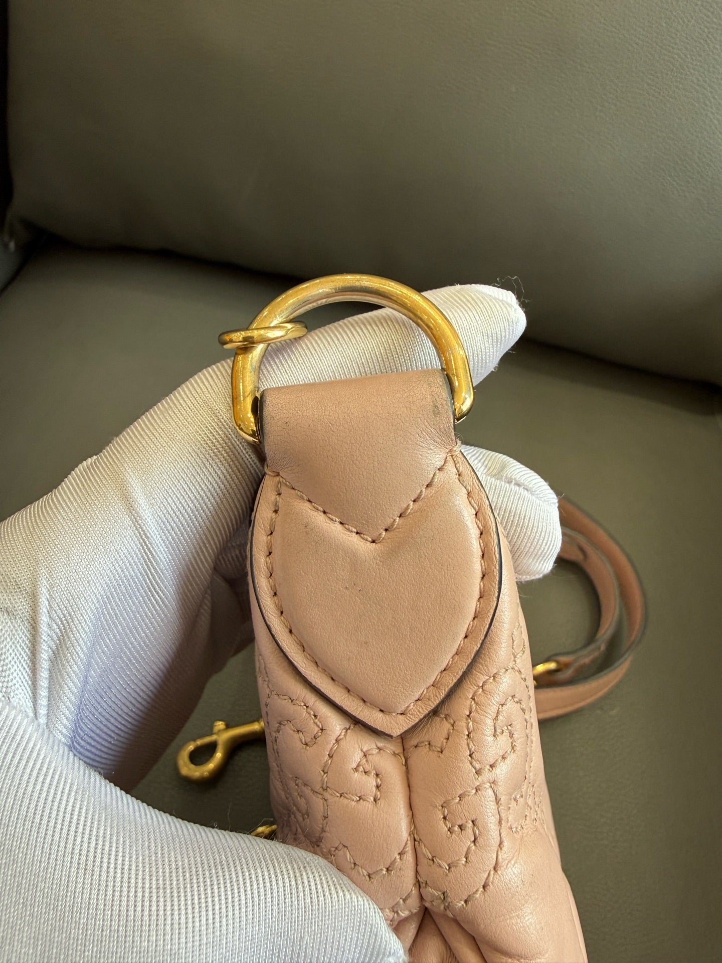 Gucci - Matelassé Small Crescent Bag - Leather - Pink - (Small)