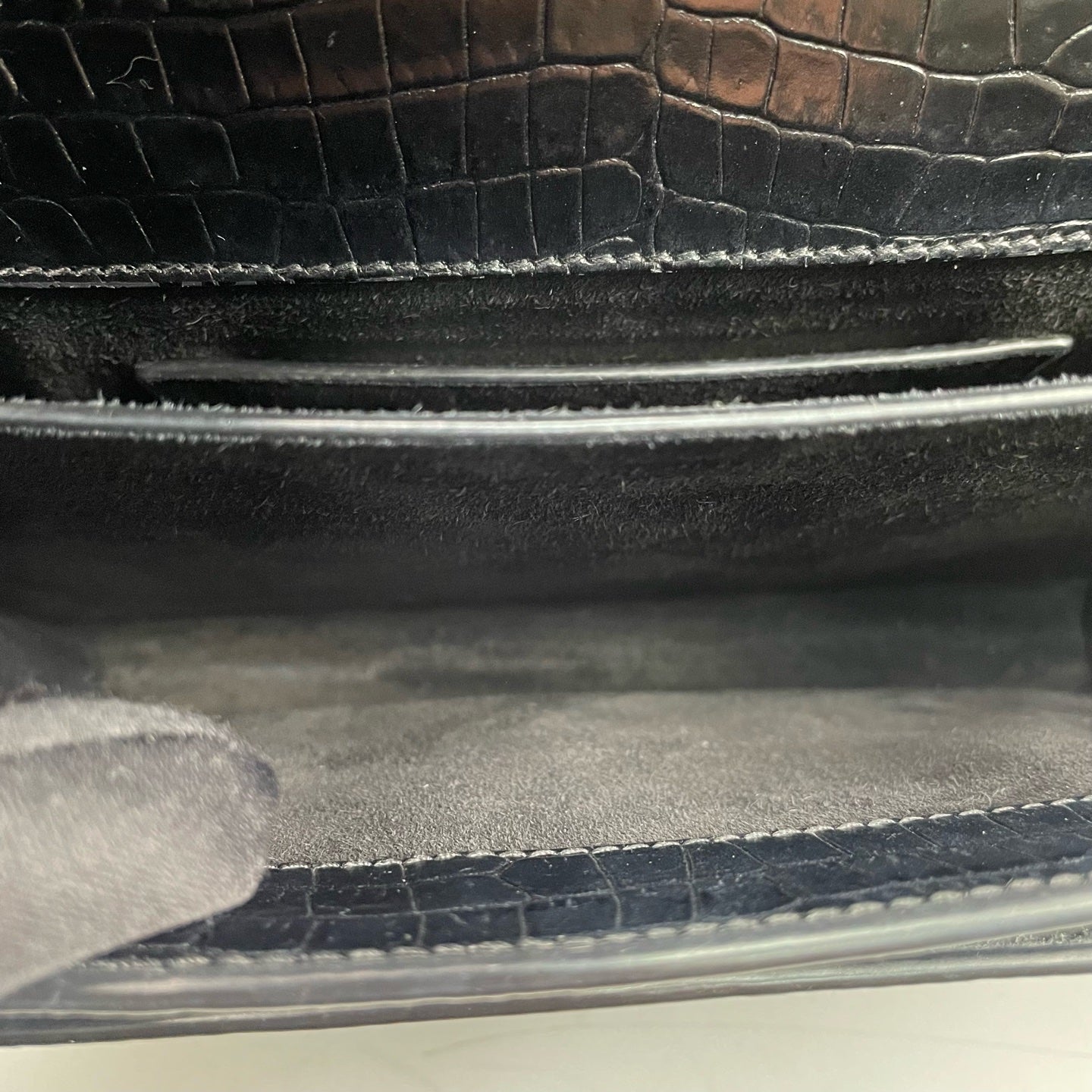 Saint Laurent - Sunset Medium Chain Bag - Embossed leather - Black - (Medium)