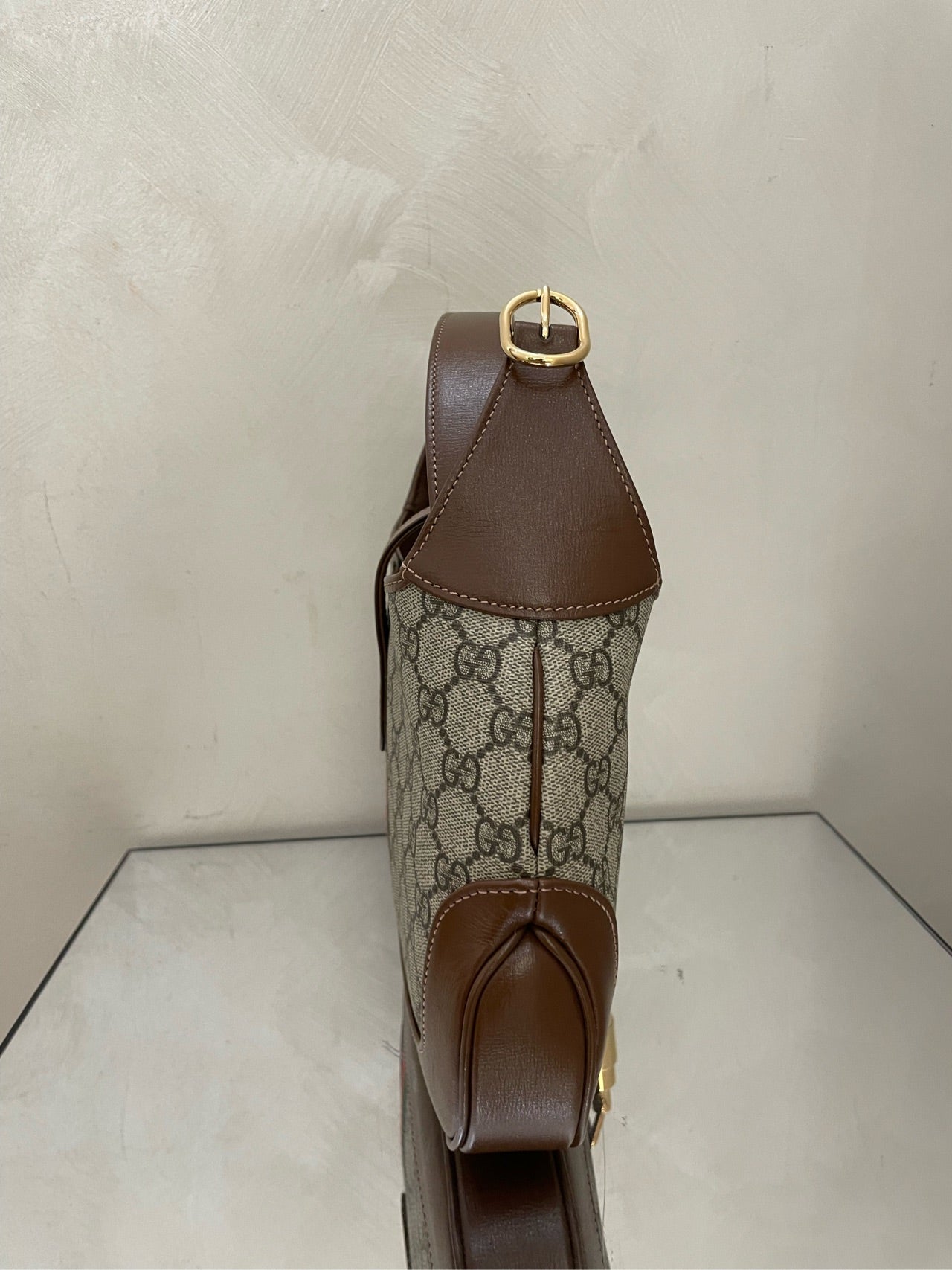 Gucci - Jackie 1961 - GG Supreme canvas with leather trim - Beige with brown accents and green/red web - (small)