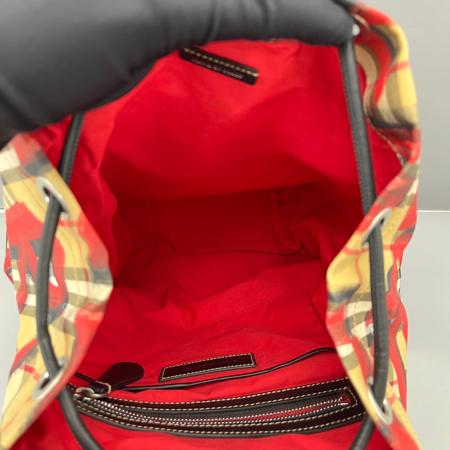 Burberry - Graffiti Check Drawstring Flap Backpack - Canvas with leather trim - Multicolour - (Medium)