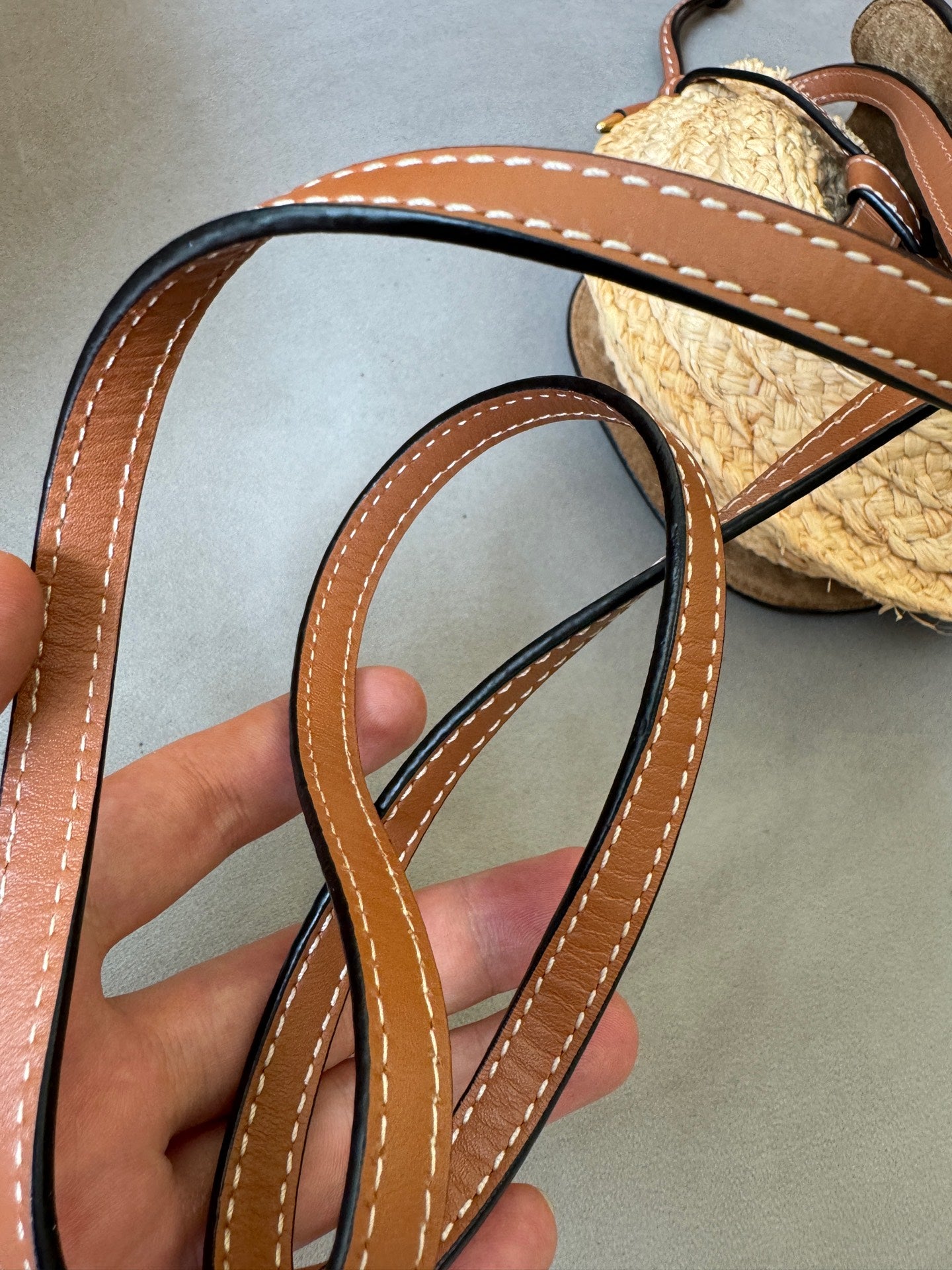 LOEWE - Gate Mini - Cowhide leather and woven straw - Brown - (mini)