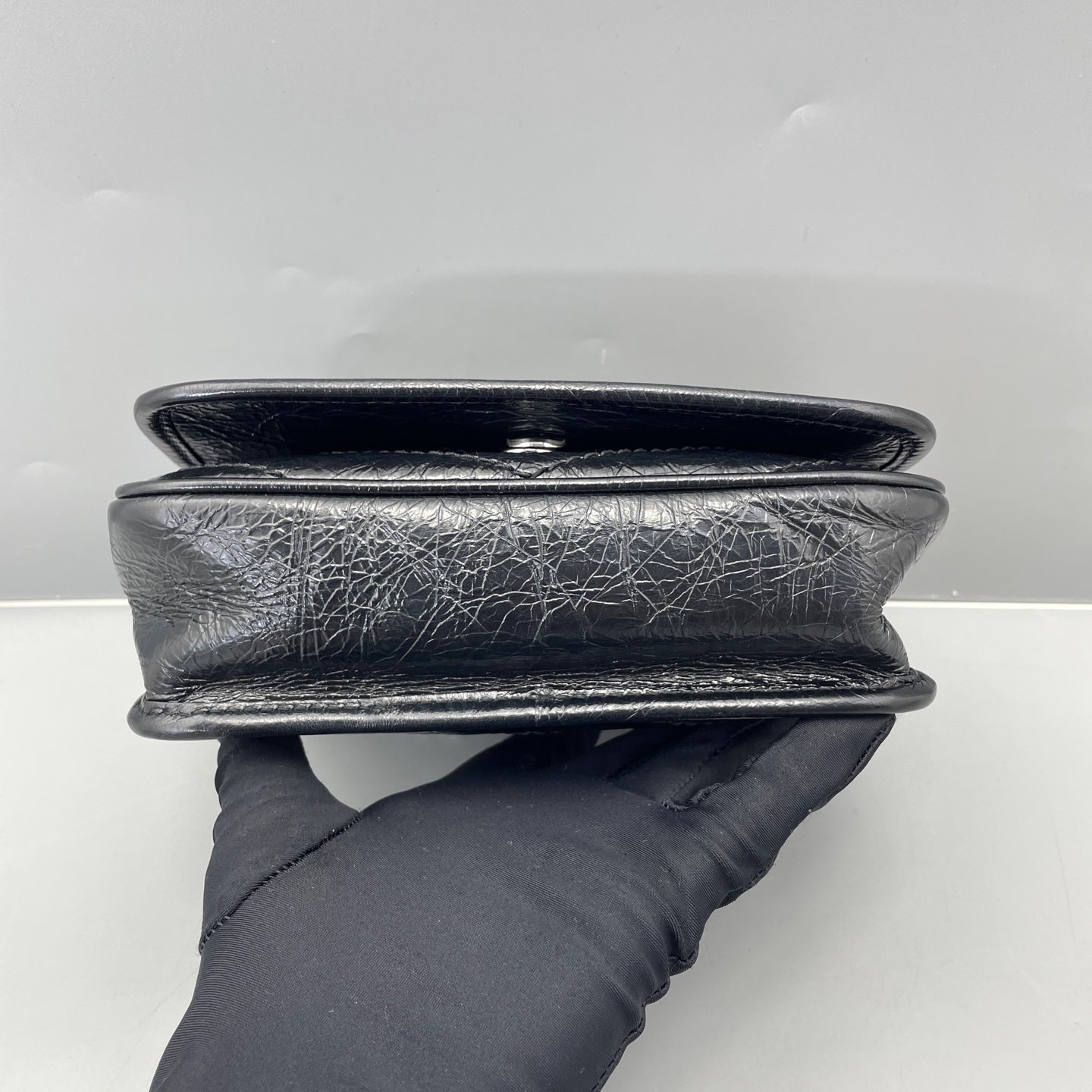 Saint Laurent - Niki Mini Chain Bag - Distressed calfskin leather - Black - (mini)