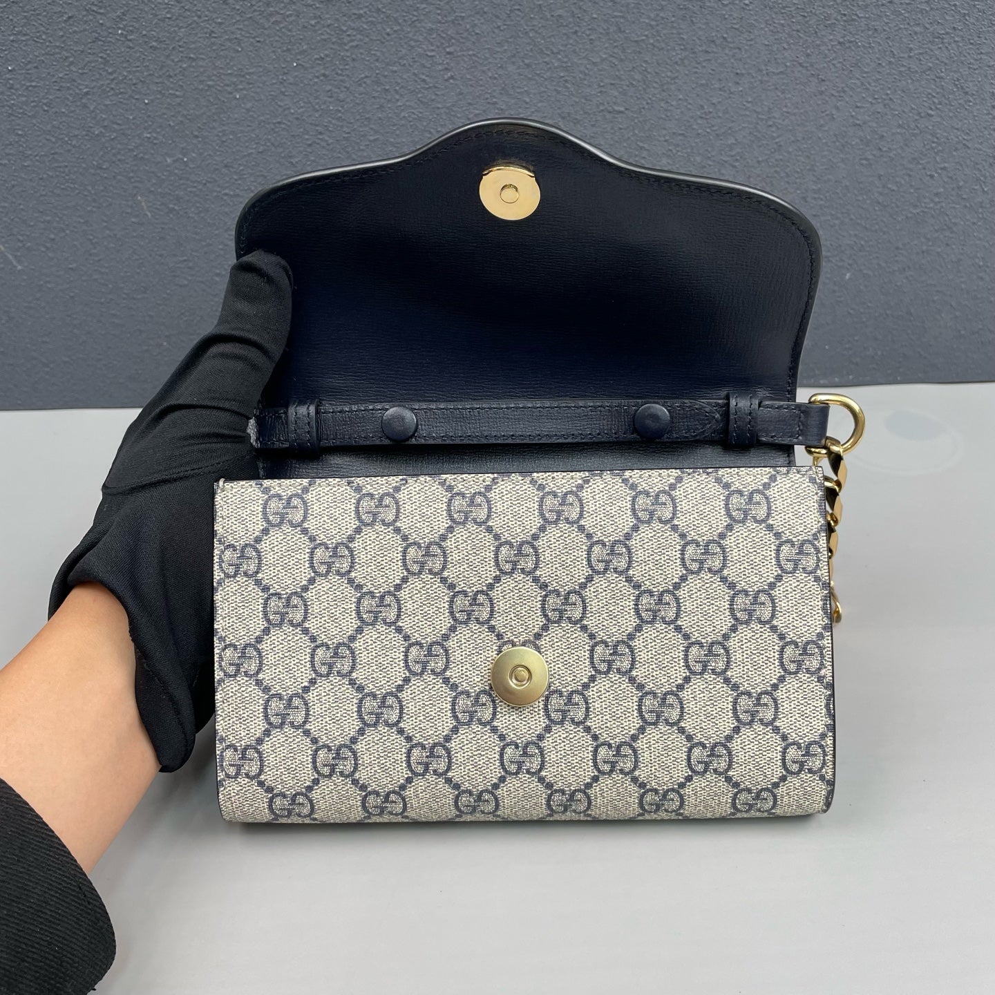 Gucci - Horsebit 1955 Mini Bag - GG Supreme canvas with leather trim - Blue - (mini)