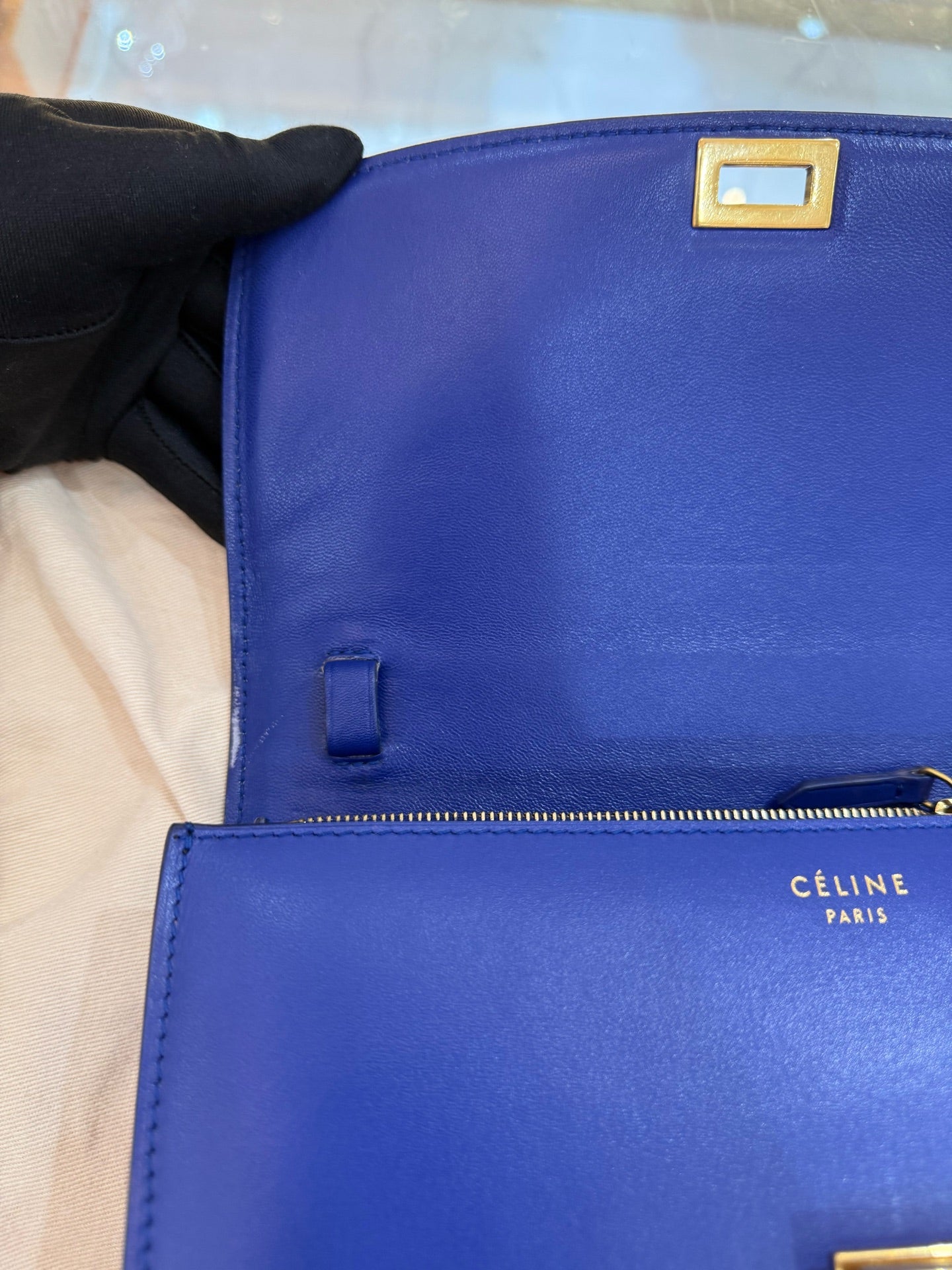 Celine - Classic Box Bag - Smooth calfskin leather - Blue - (Medium)
