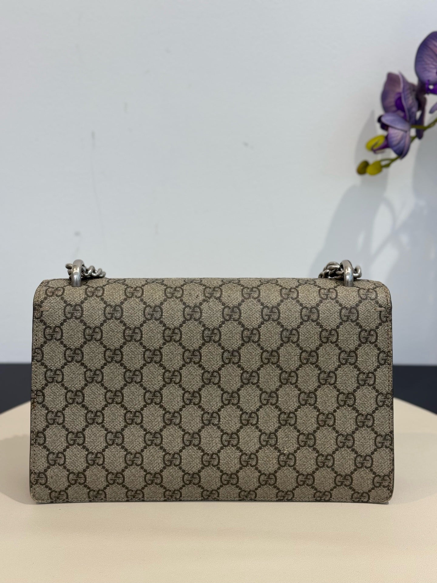 Gucci - Dionysus Medium Shoulder Bag - GG Supreme canvas and suede - Beige with Red accents - (Medium)