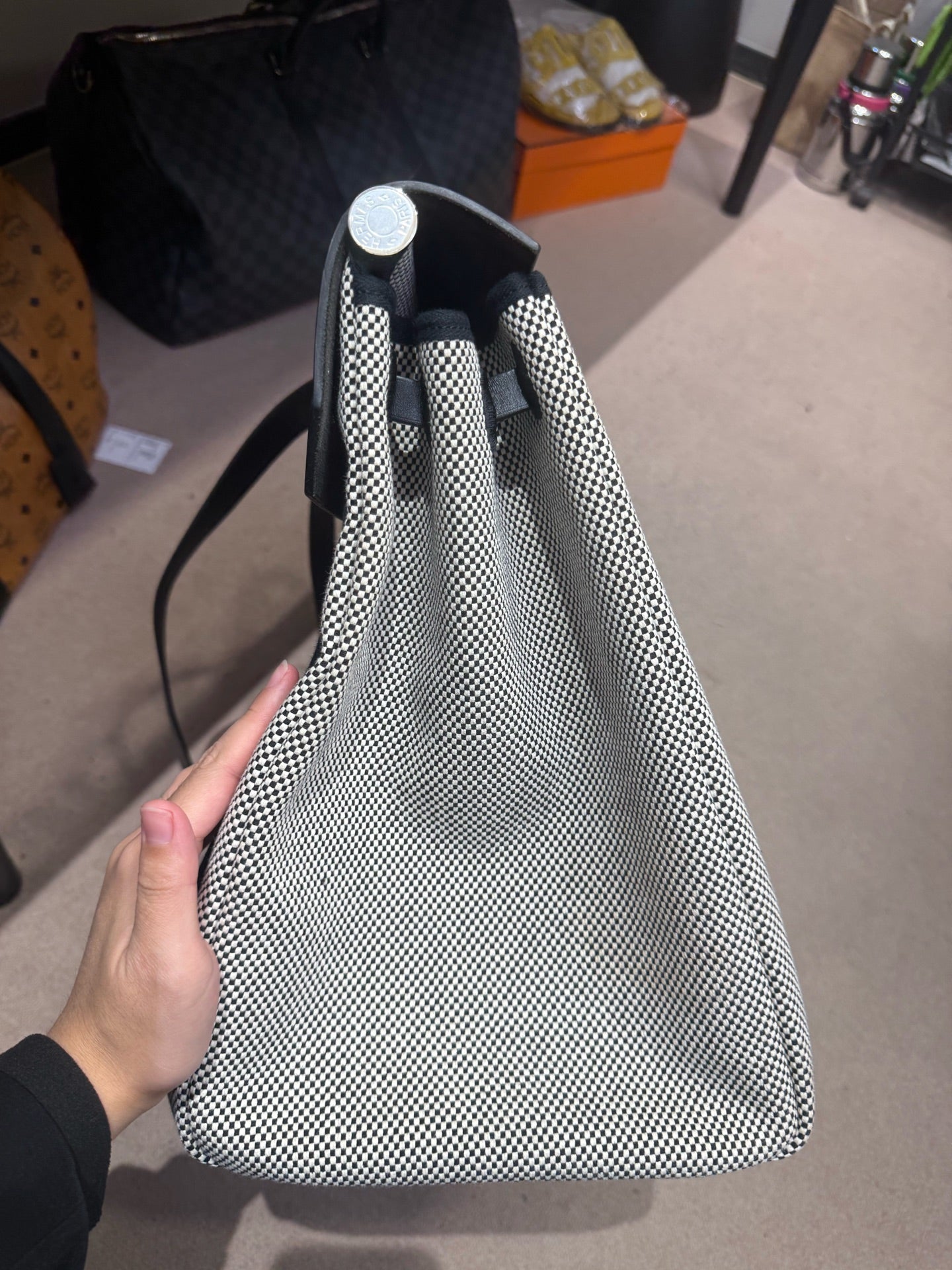 Hermès - Herbag 50 - Canvas and Leather - Black and White - (Large)