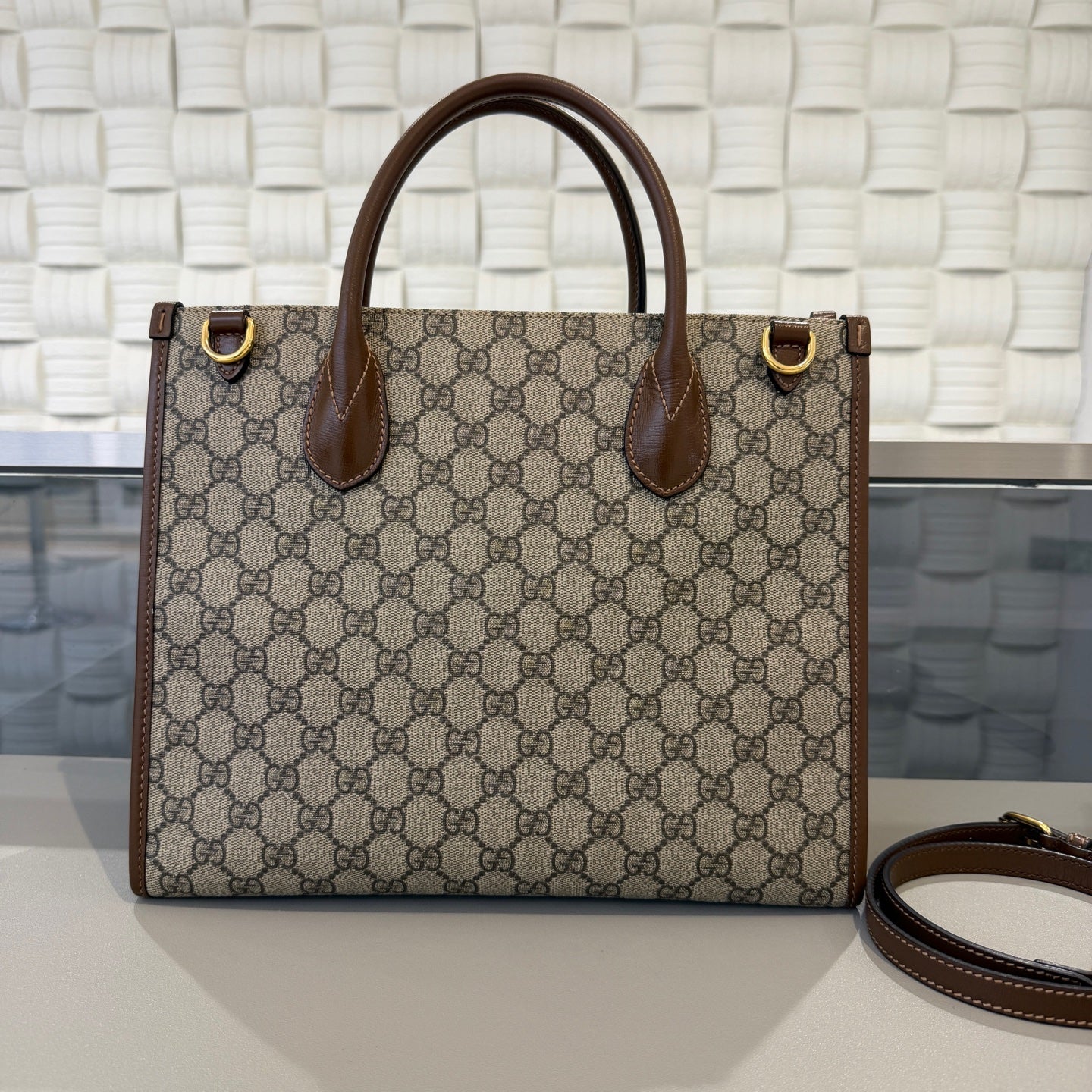 Gucci - GG Retro Tote Bag 659983 92TCG 8563 - GG Supreme canvas and Leather - Beige and Brown - (Medium)