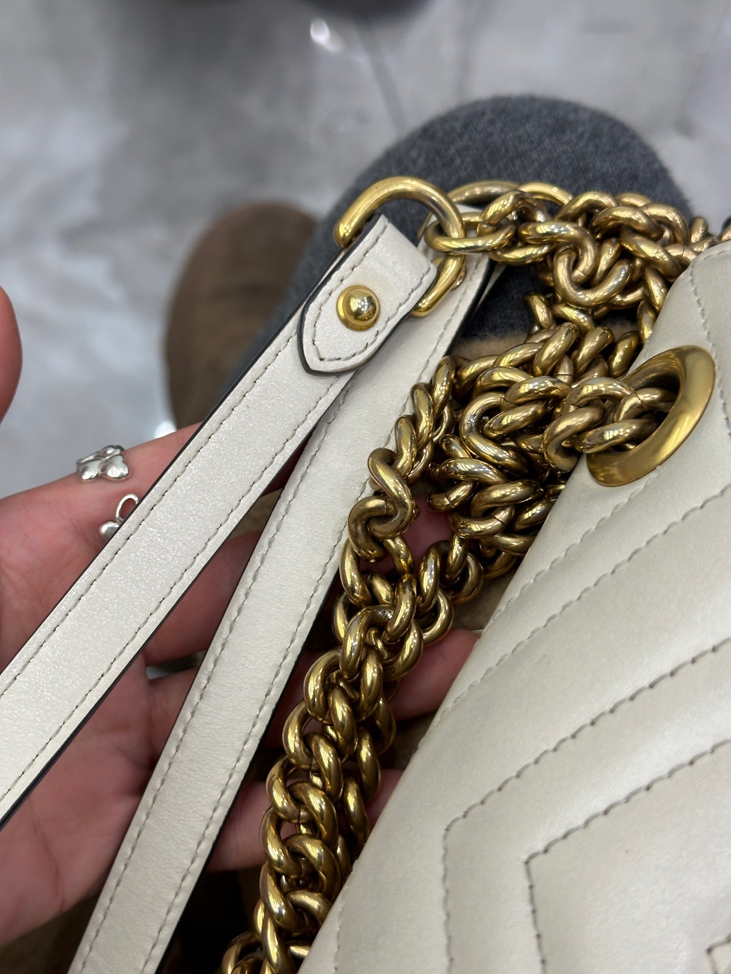 Gucci - GG Marmont Mini Flap Bag - Leather - White - (mini)