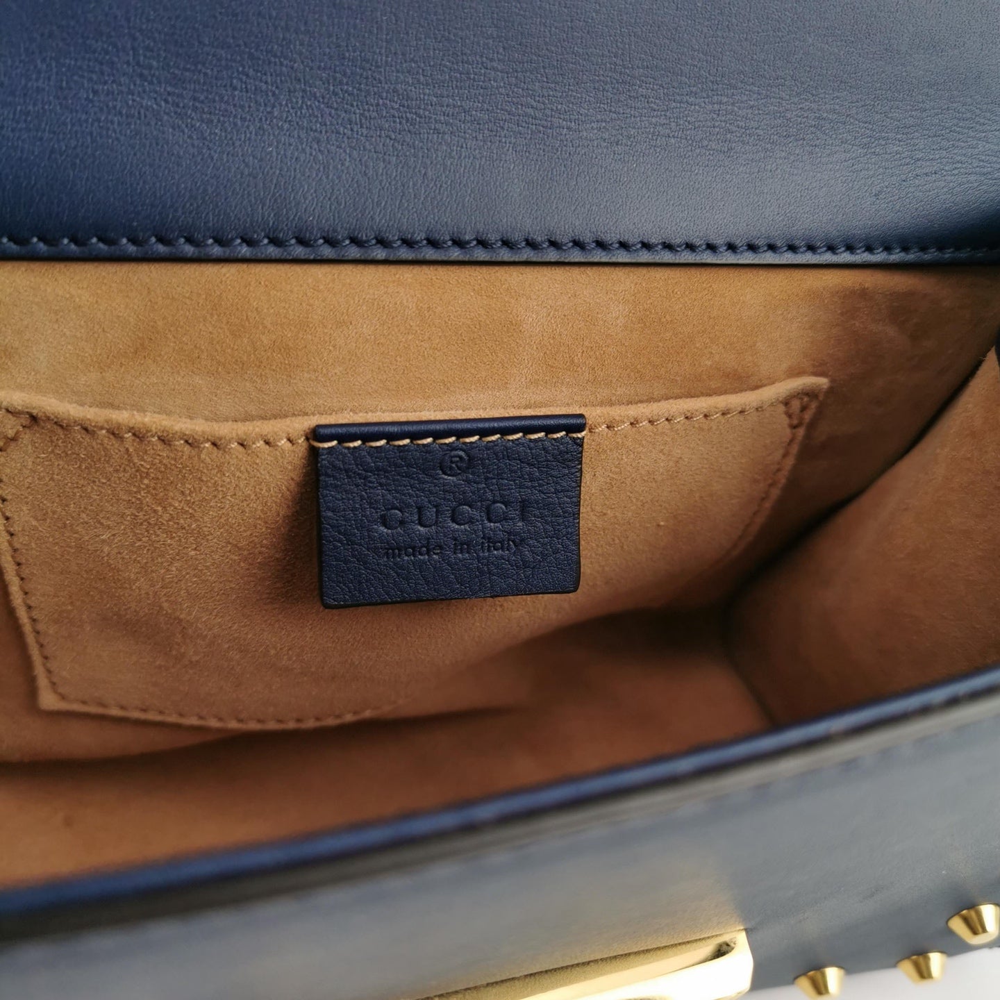 Gucci - Padlock Mini with Pearl and Stud Embellishments - Leather - Navy - (mini)