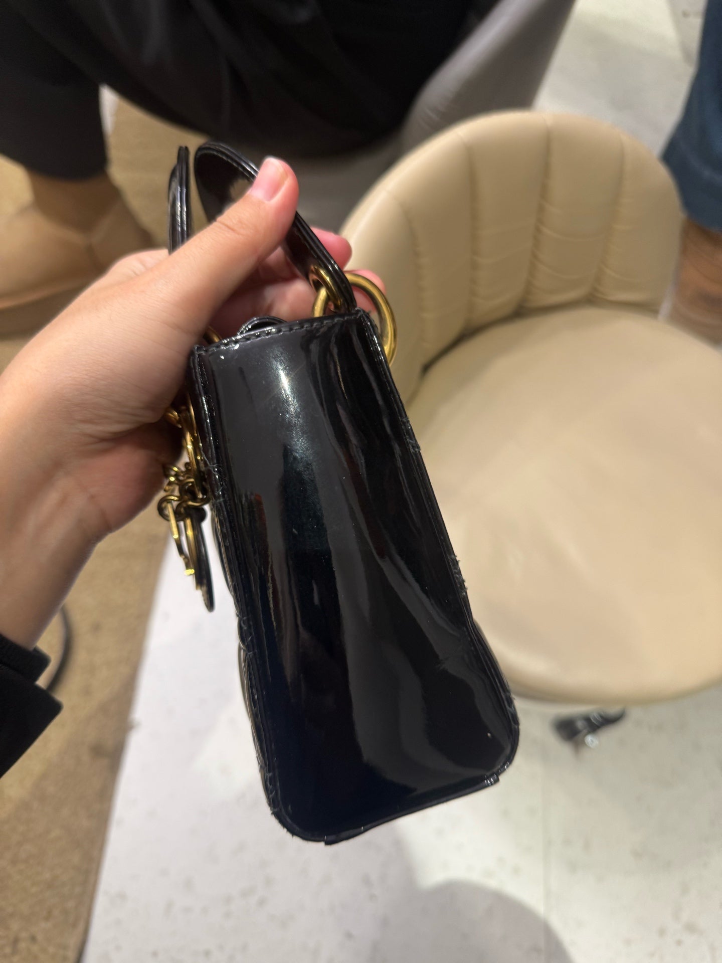 Dior - Lady Dior Mini - Patent leather - Black - (Mini)