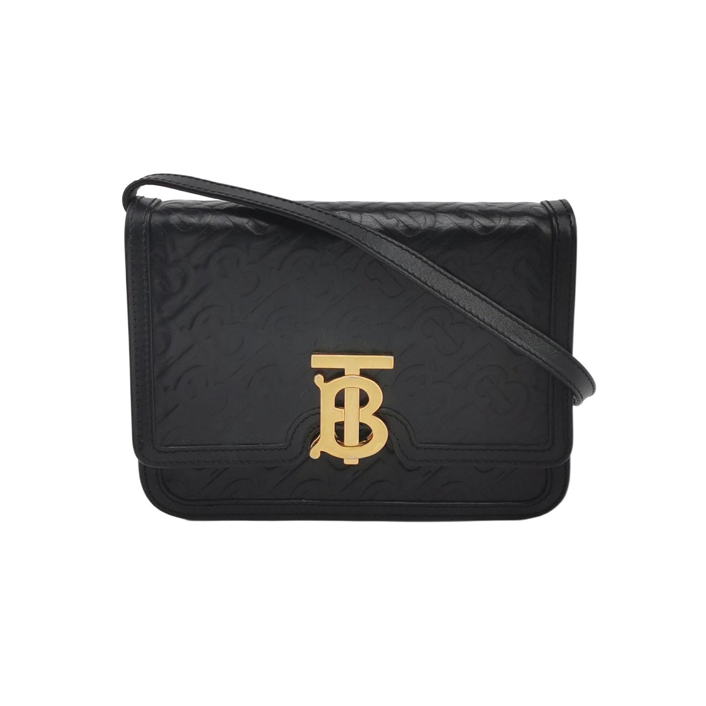 Burberry - Medium Exclusive Monogram Embossed TB Bag - Cowhide leather - Black - (Medium)