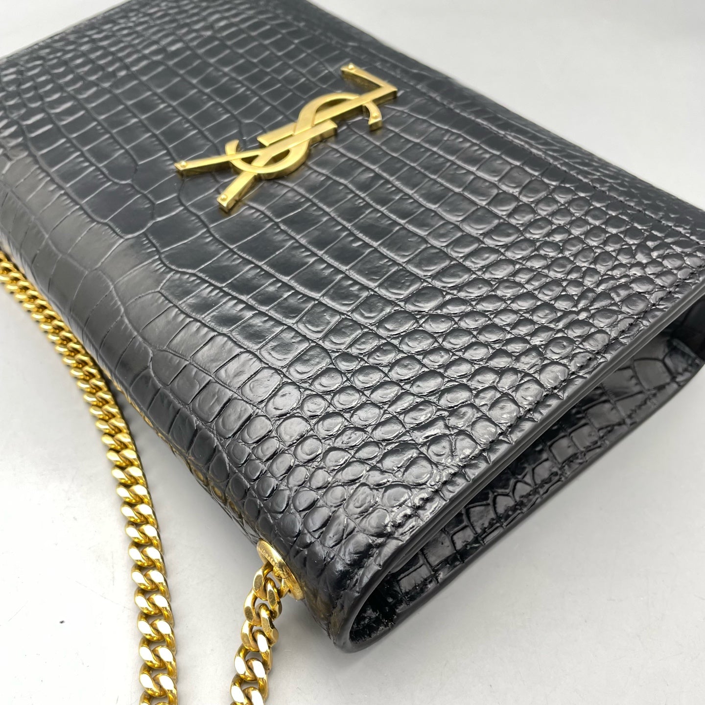 Saint Laurent - Kate - Crocodile-embossed leather - Black - (Medium)