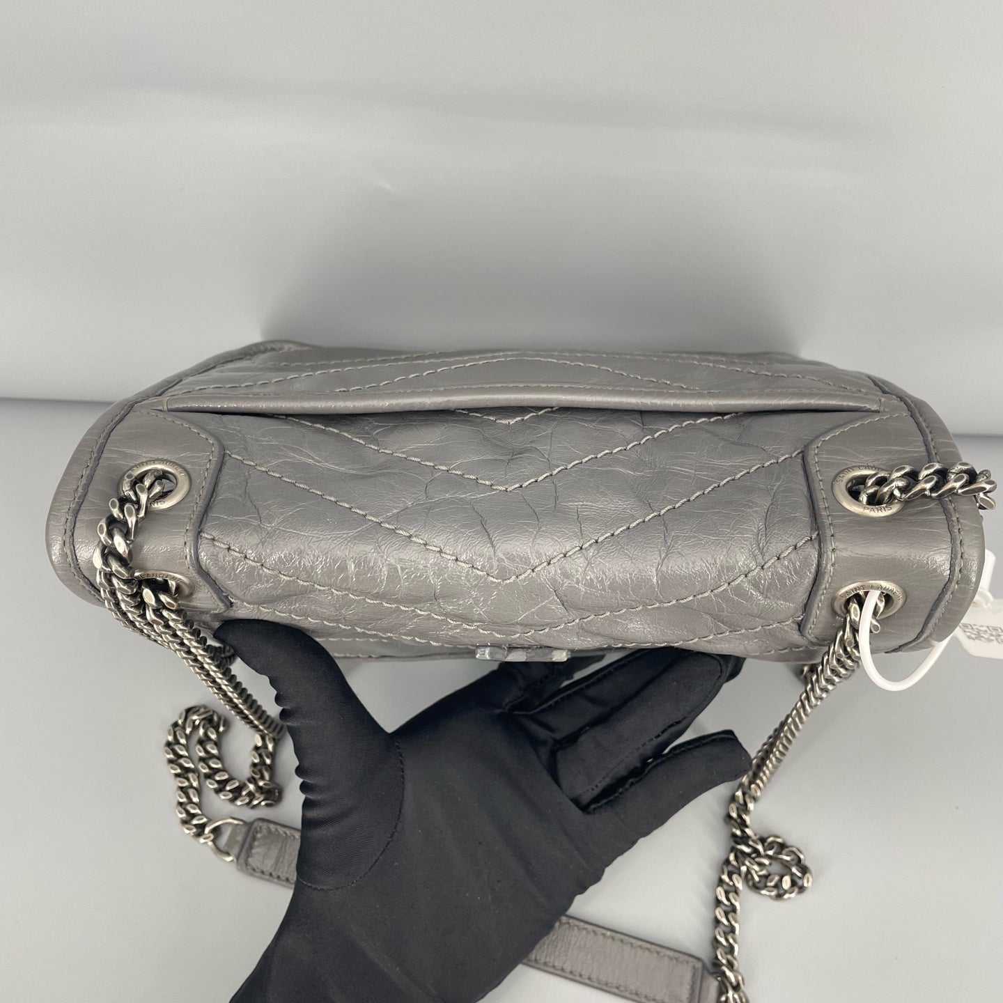 Saint Laurent - Niki Baby - Crinkled vintage leather - Grey - (Small)