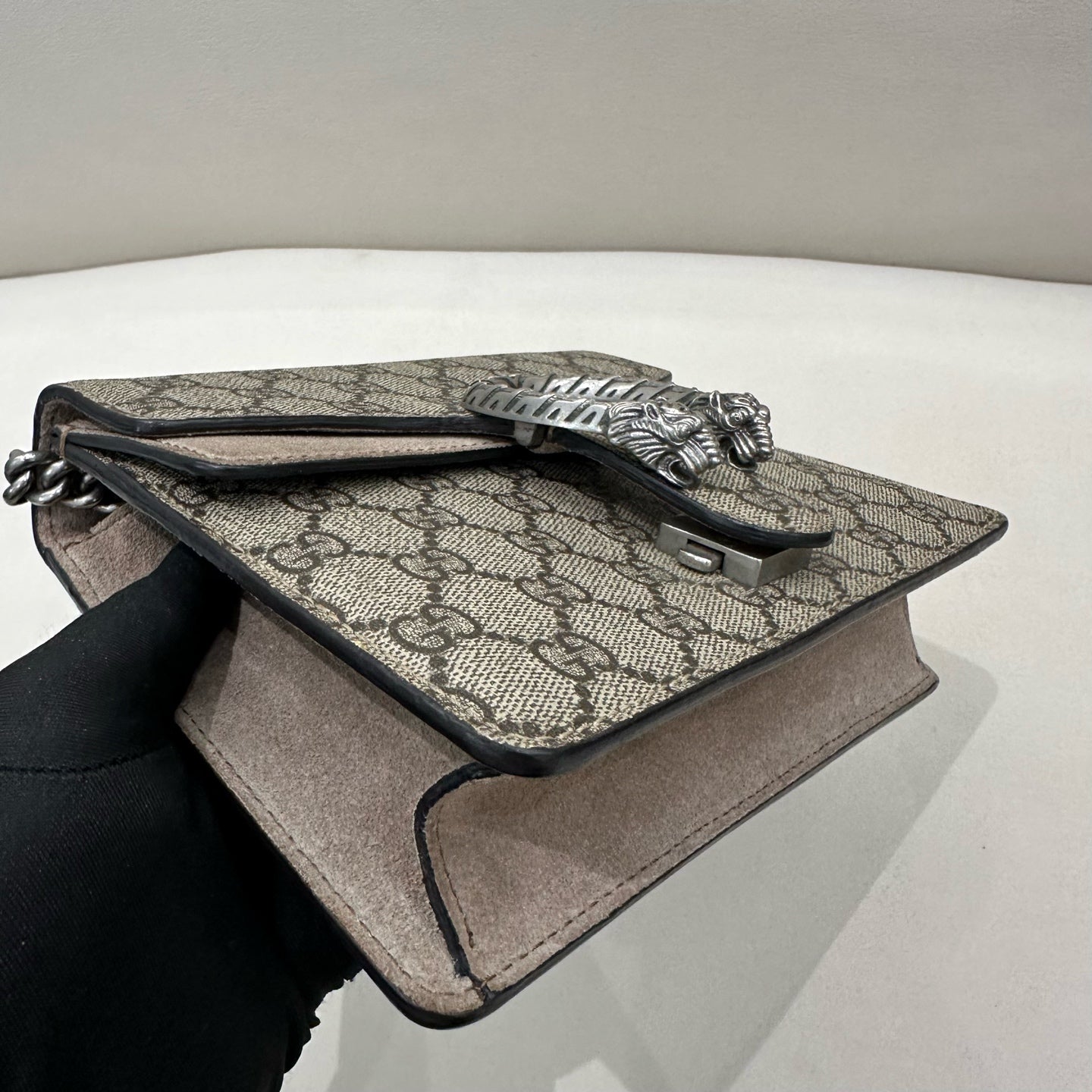 Gucci - Dionysus Small Shoulder Bag - GG Supreme canvas with suede trim - Beige with Brown GG monogram - (Small)