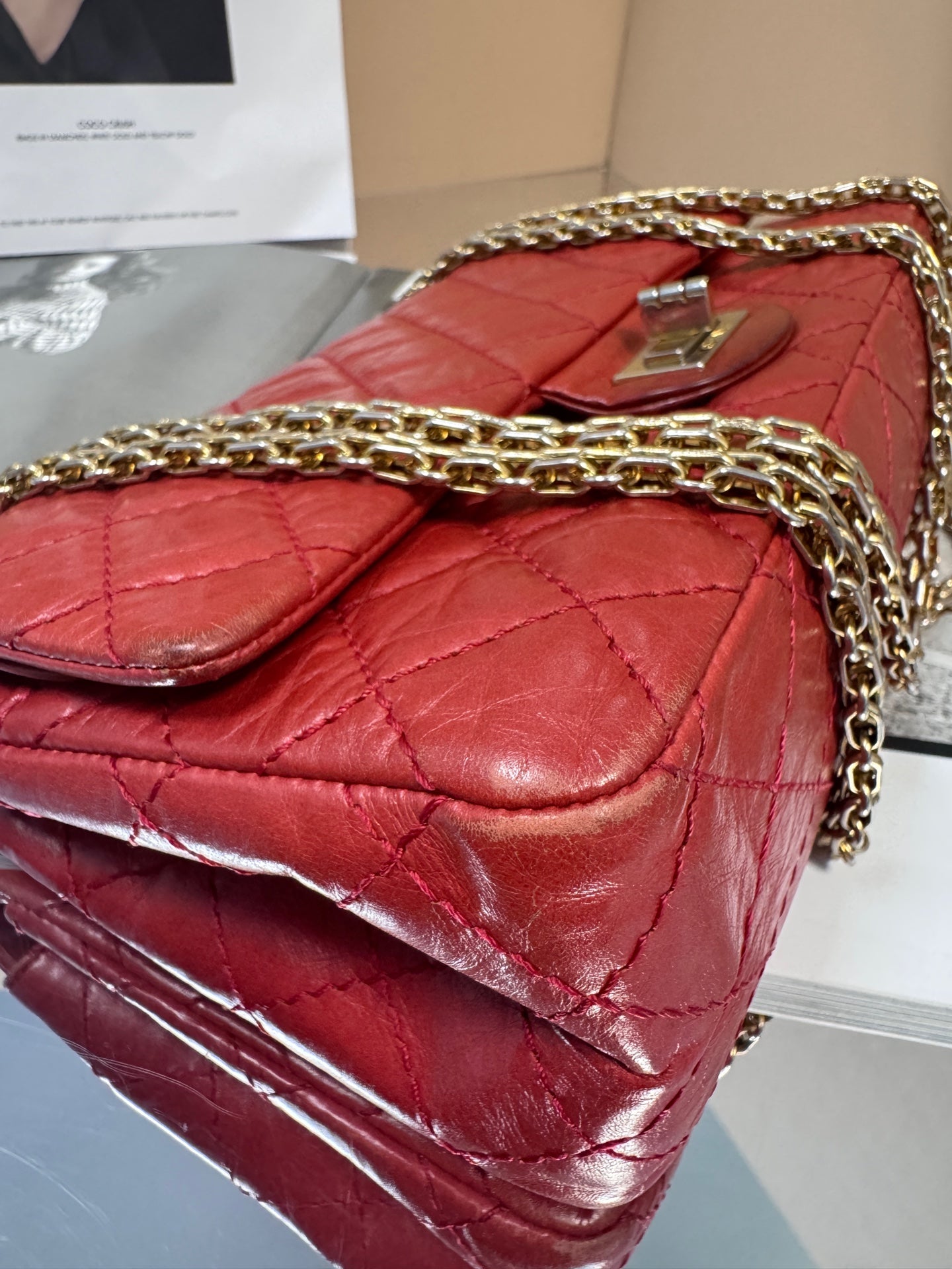 Chanel - 2.55 - Aged Calfskin Leather - Red - (Small)