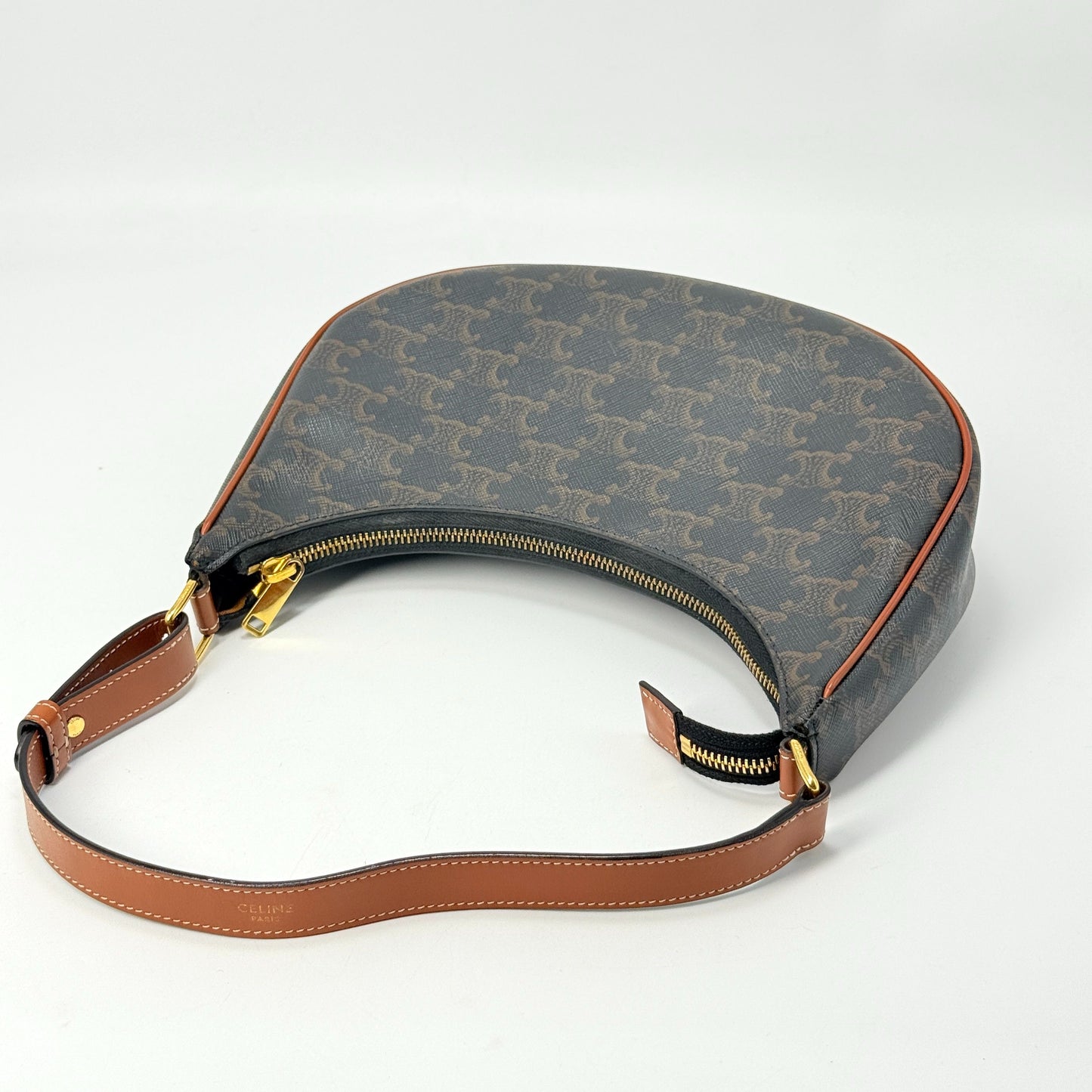 Celine - Ava Bag - Triomphe canvas with calfskin leather trim - Brown - (mini)