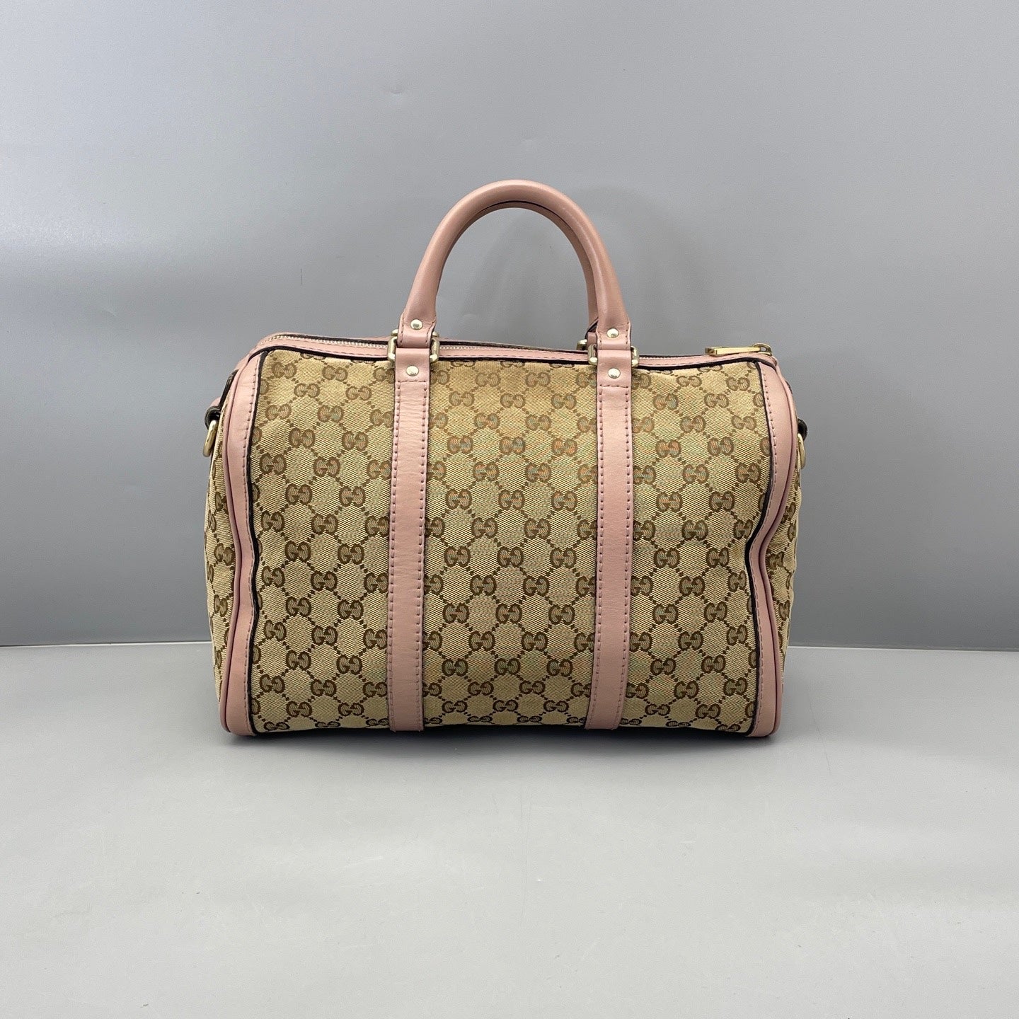 Gucci - Boston Bag - GG Supreme canvas with leather trim - Beige and Pink - (medium)