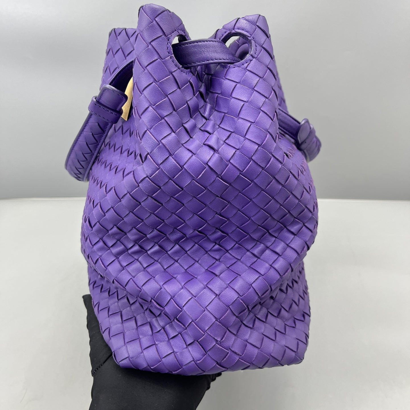Bottega Veneta - Intrecciato Double Bridge Tote - Leather - Purple - (Large)