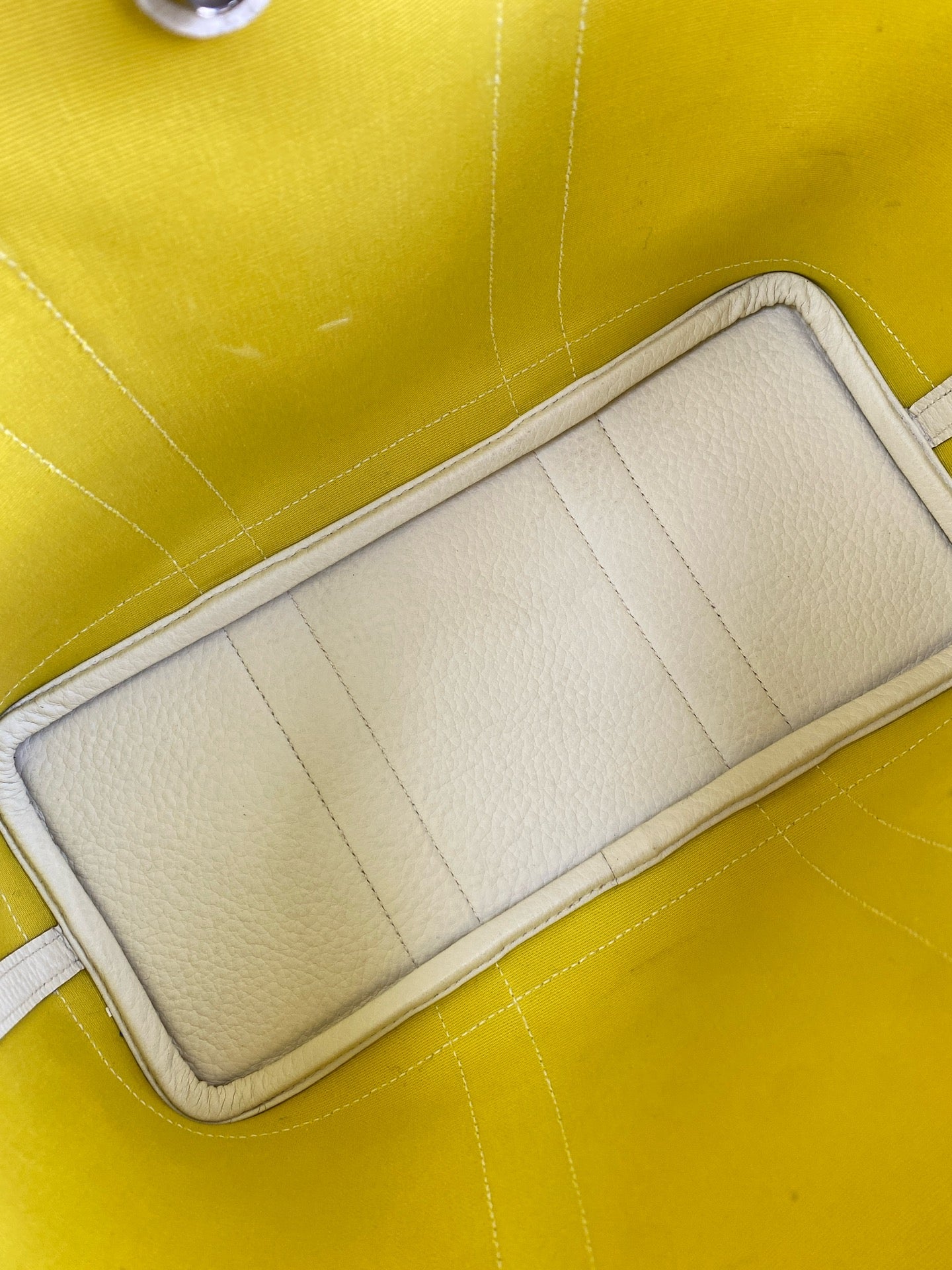 Hermès - Garden Party 30 - Canvas with Leather Trim - Lemon Yellow and White - (Medium)