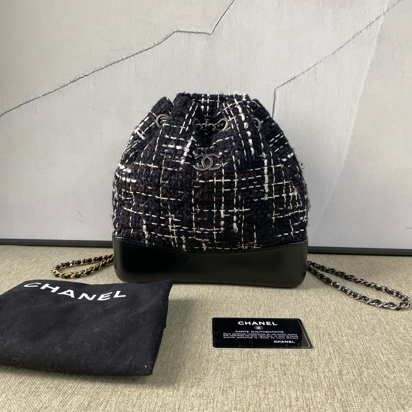 Chanel - Gabrielle Backpack Small - Tweed and Leather - Black, White - (Small)