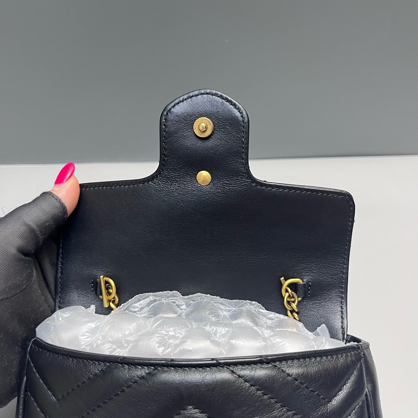 Gucci - GG Marmont Super Mini Chain Bag - Leather - Black - (mini)