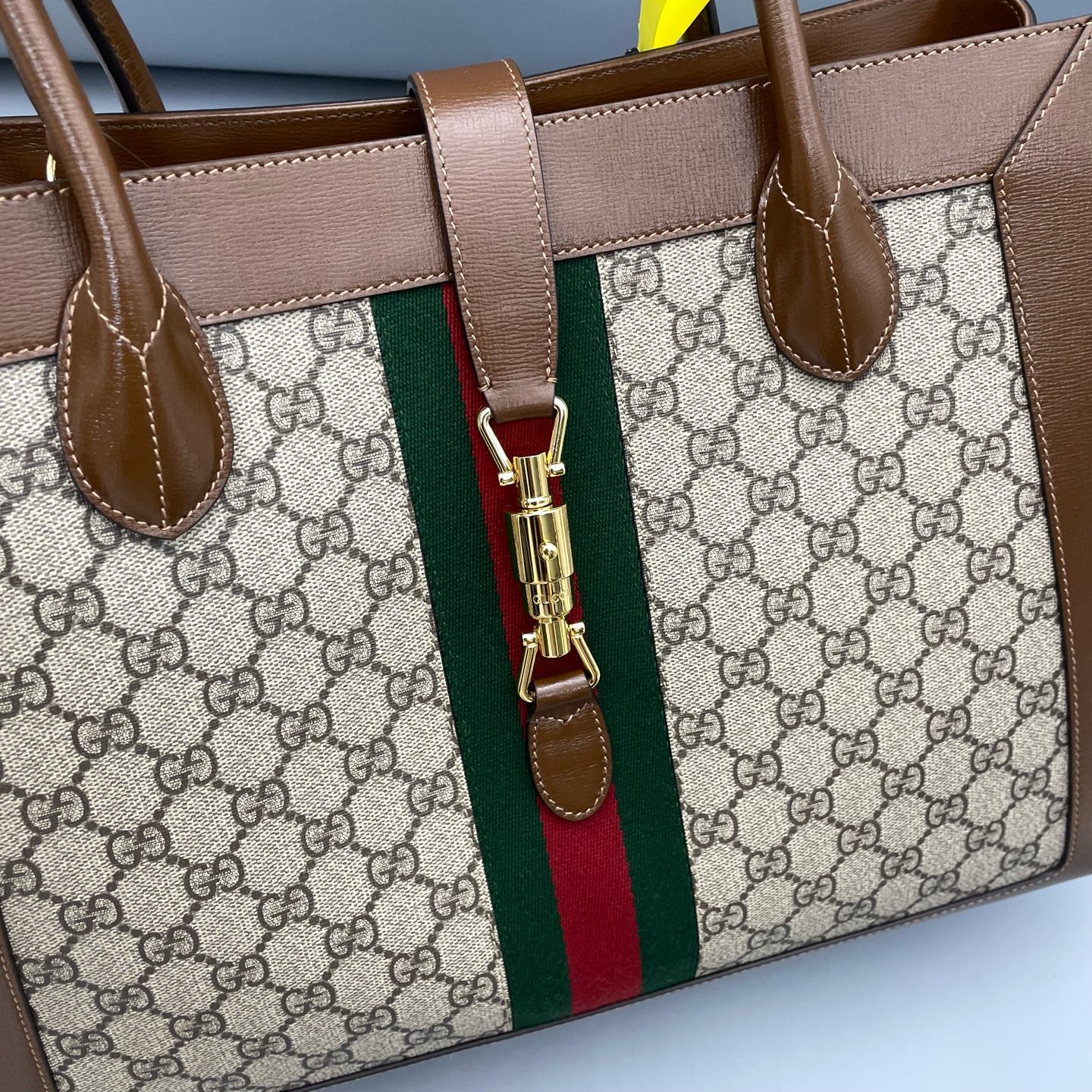 Gucci - Jackie 1961 Large Tote Bag - GG Supreme Canvas and Leather - Brown - (large)