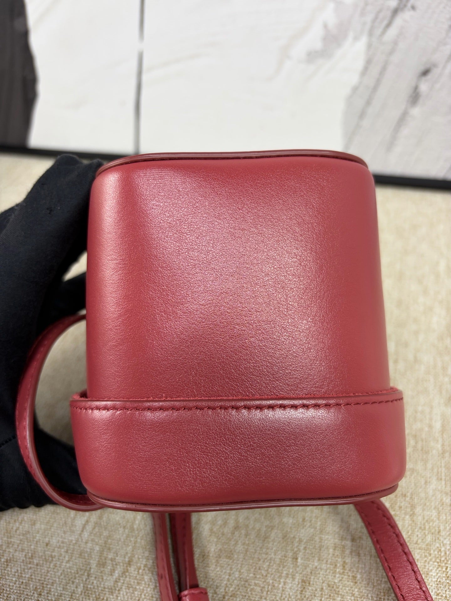 Celine - Triomphe Small Box - Calfskin leather - Burgundy - (mini)