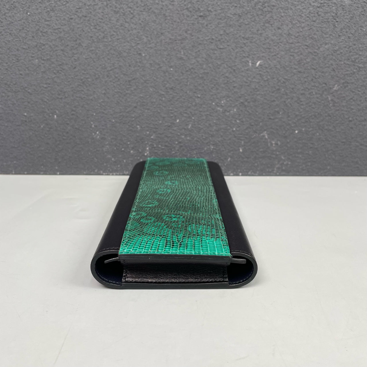 Hermès - H071034CAAA Long Wallet / Organizer - Lizard skin and calfskin leather - Black and Green - (Small)