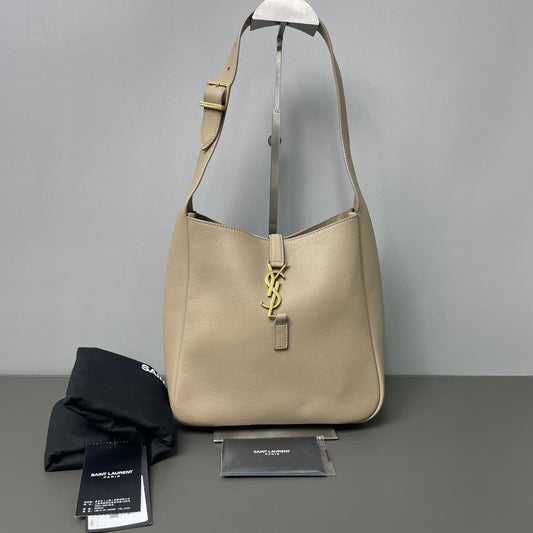 Saint Laurent - Hobo Bag - Leather - Elephant Grey with Antique Gold-Tone Hardware - (small)