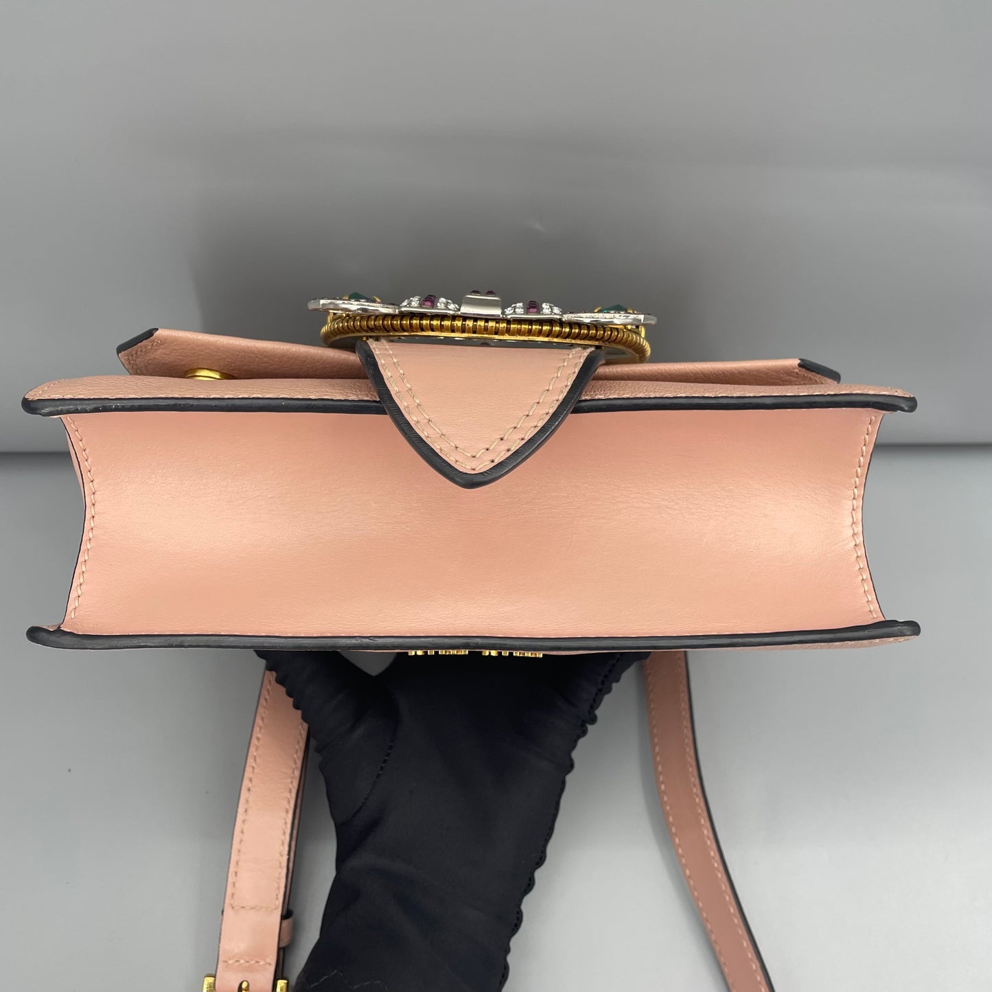 Miu Miu - Jewel Embellished Flap Shoulder Bag - Grained leather - Pink - (small)
