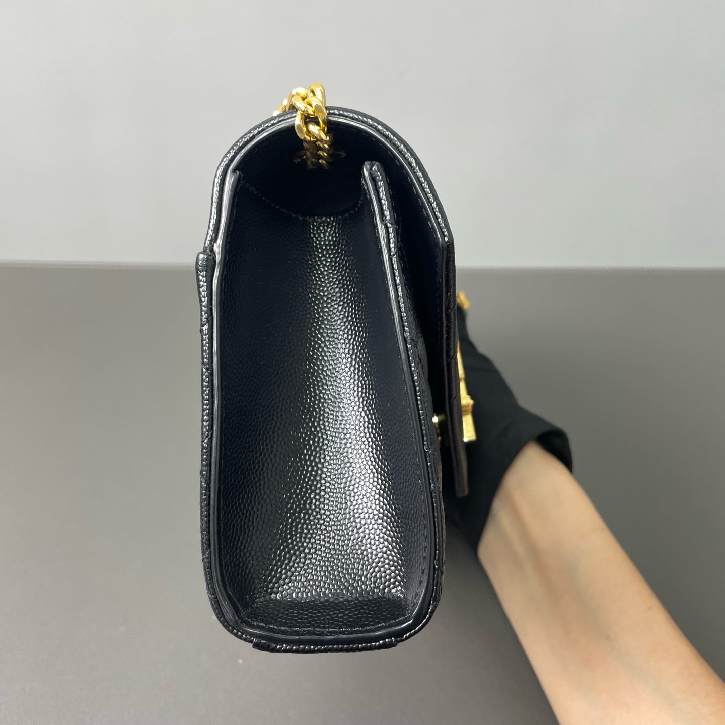 Saint Laurent - Monogram Envelope Wallet on Chain - Grained leather - Black - (mini)