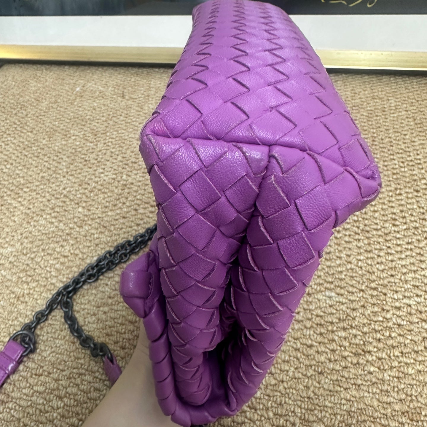 Bottega Veneta - Intrecciato Chain Flap Bag - Leather - Purple - (Medium)