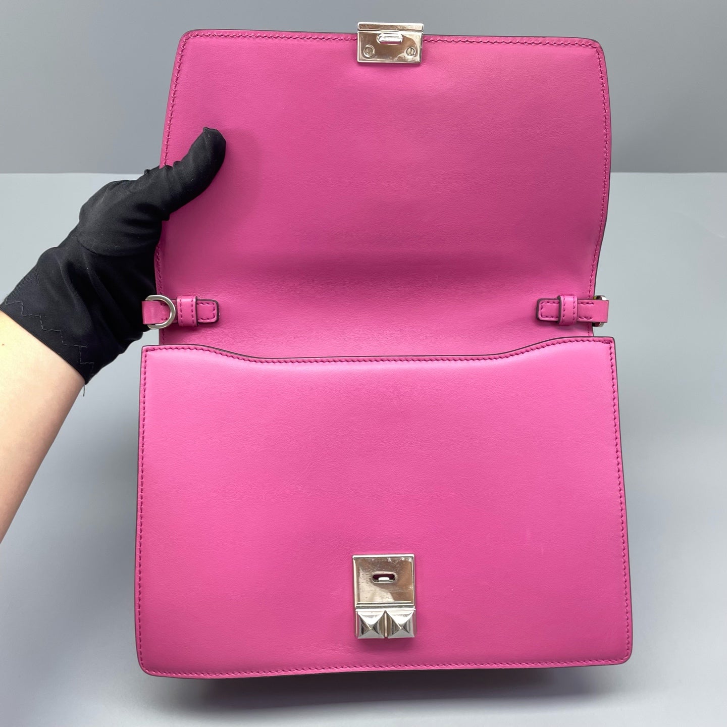 Prada - Elektra Studded Bag - Saffiano and smooth leather - Rose Red - (medium)