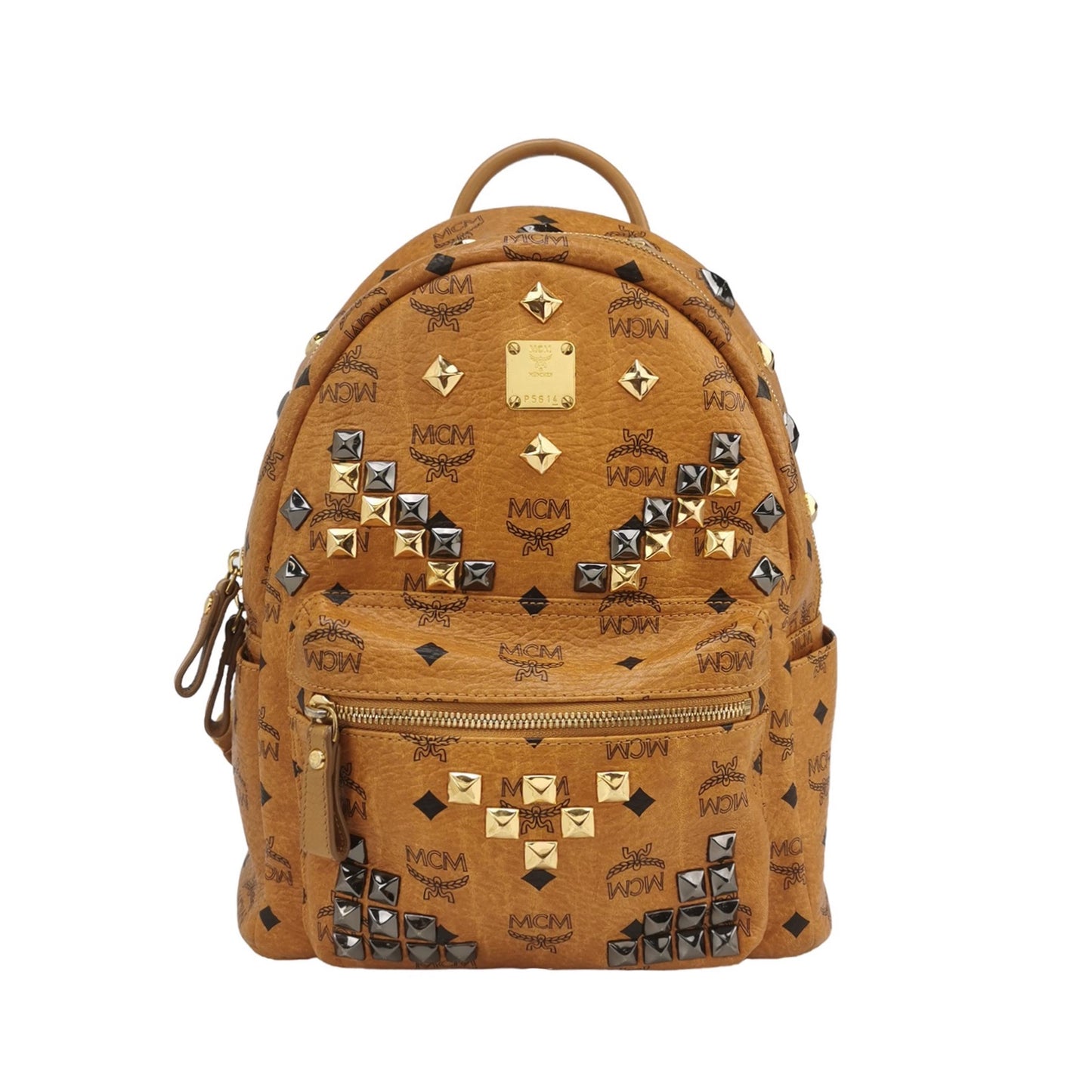MCM - Stark Studded Mini Backpack - Visetos coated canvas with leather trim - Brown - (mini)