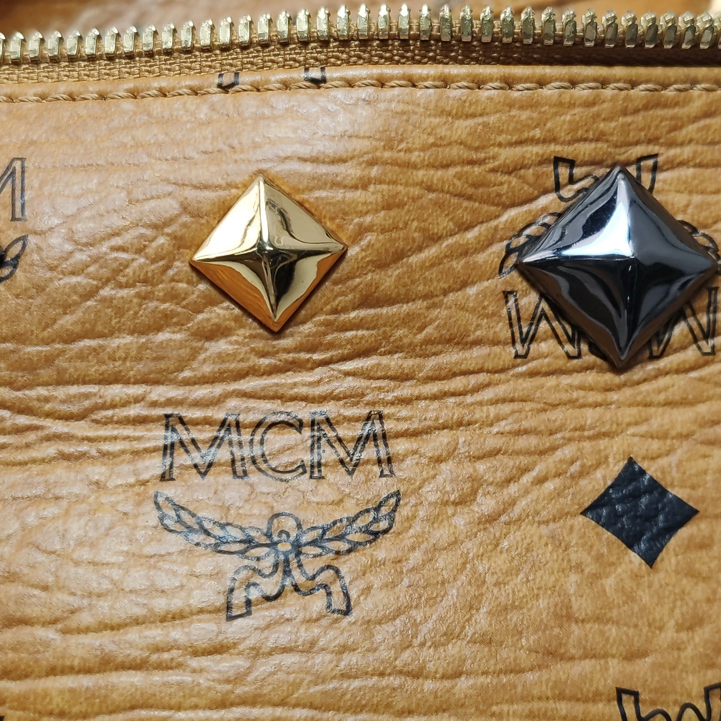 MCM - Stark Studded Mini Backpack - Visetos coated canvas with leather trim - Brown - (mini)
