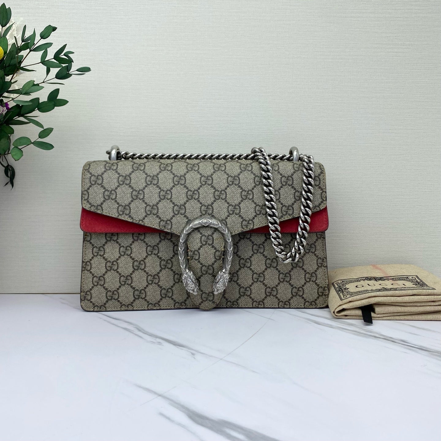 Gucci - Dionysus - GG Supreme canvas and Suede - Beige and Red - (Medium)