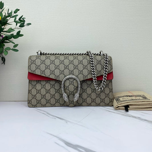 Gucci - Dionysus - GG Supreme canvas and Suede - Beige and Red - (Medium)